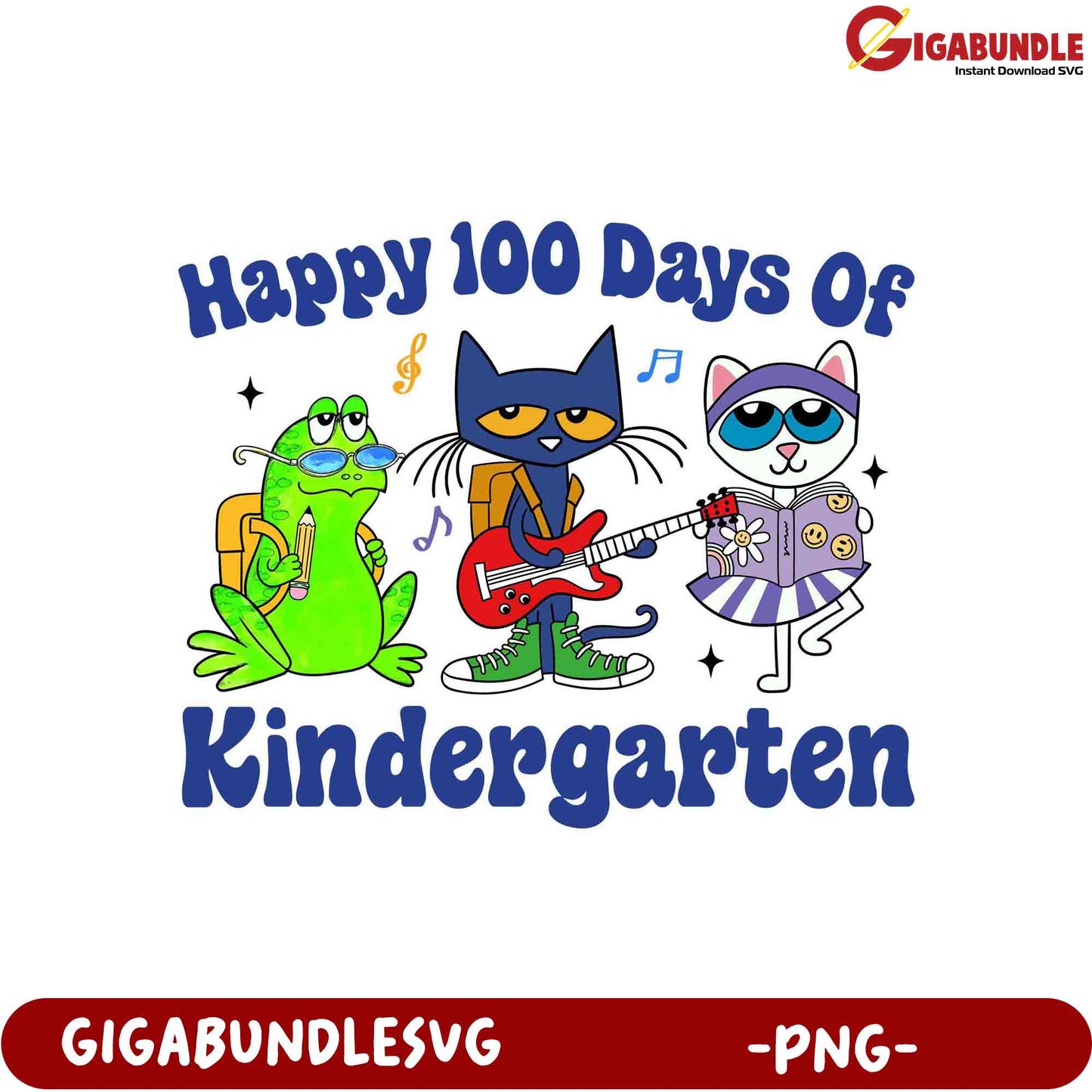 Happy 100 Days of Kindergarten Fun - Cute PNG Design