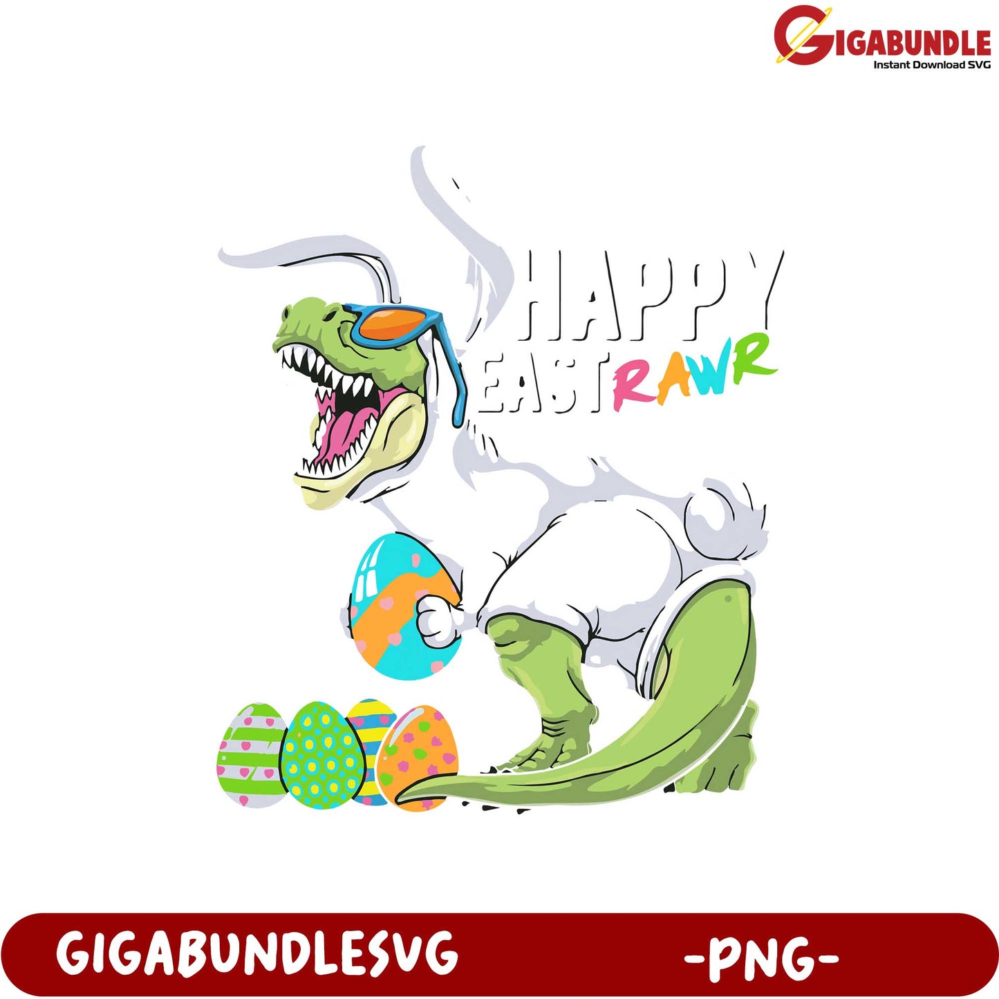 Happy Easter RAWR Dinosaur PNG Design for Fun Celebrations
