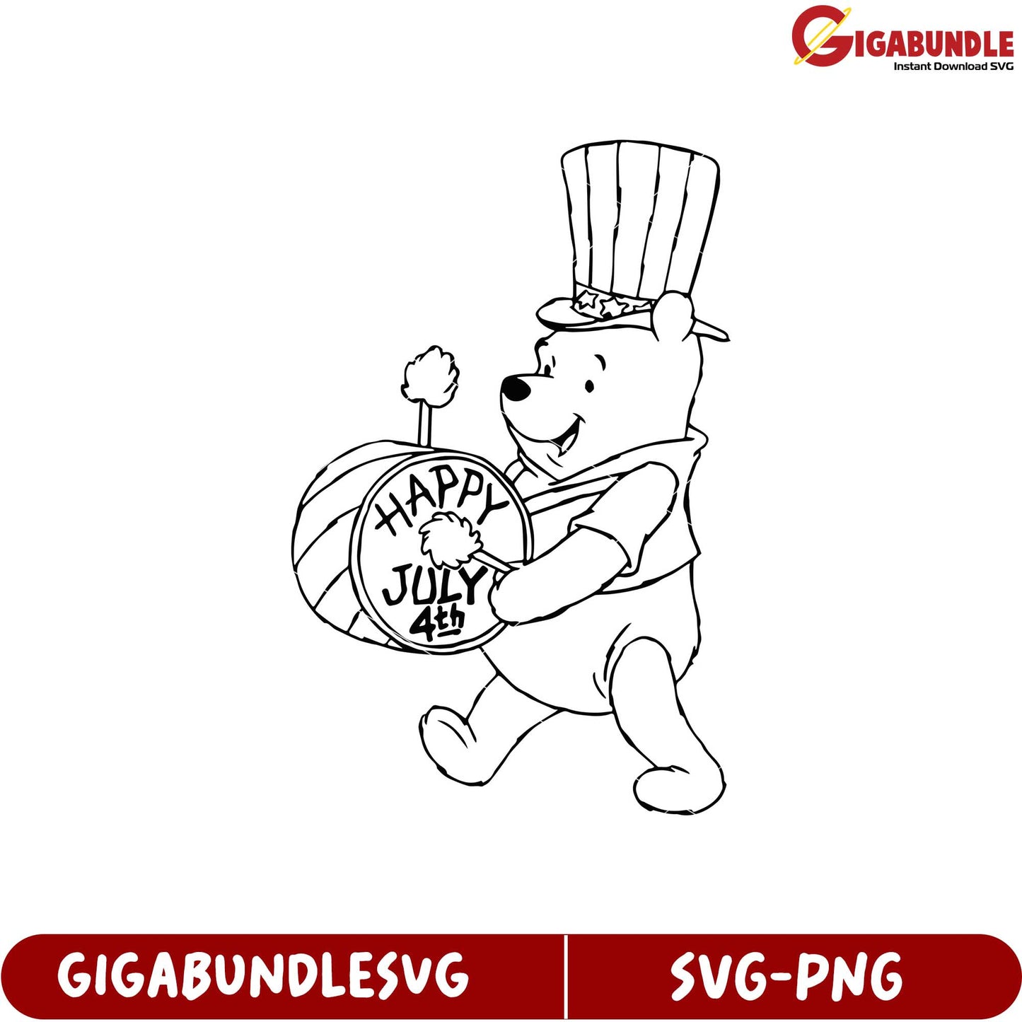 Happy July 4th Bear Playing Drum SVG Product for Celebrations