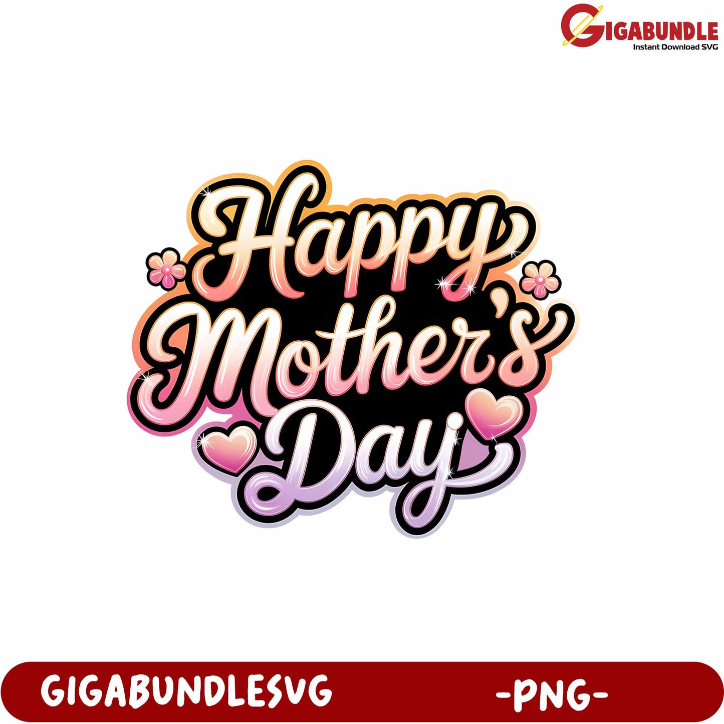 Happy Mothers Day PNG Design with Floral Accents for Celebrations