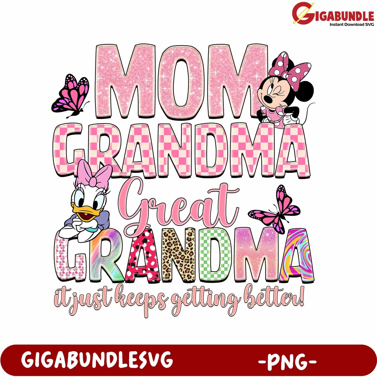 Heartwarming Grandma and Mom PNG Graphic for Celebrations