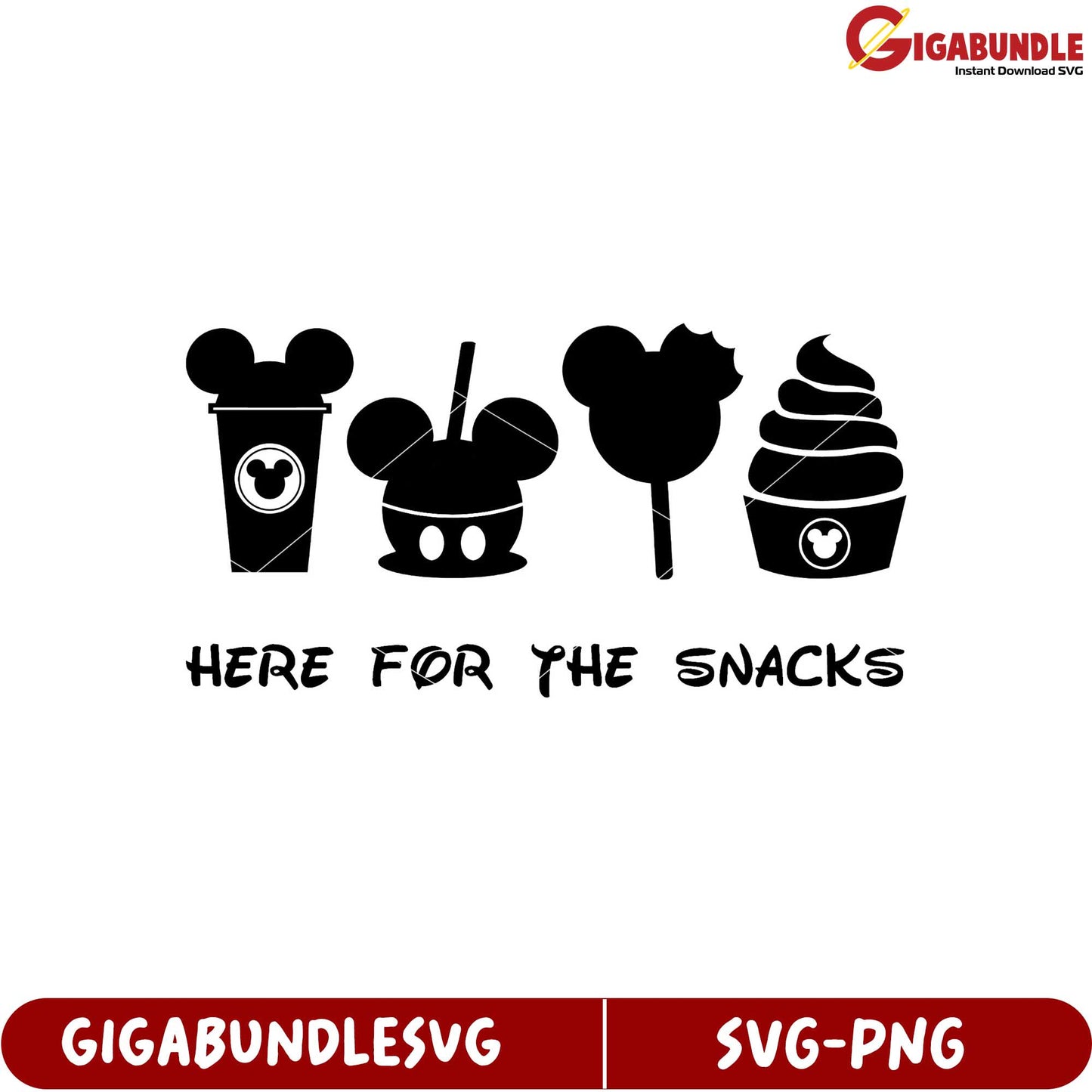 Here for the Snacks Fun SVG Design Mickey Treats and Sweet Delights