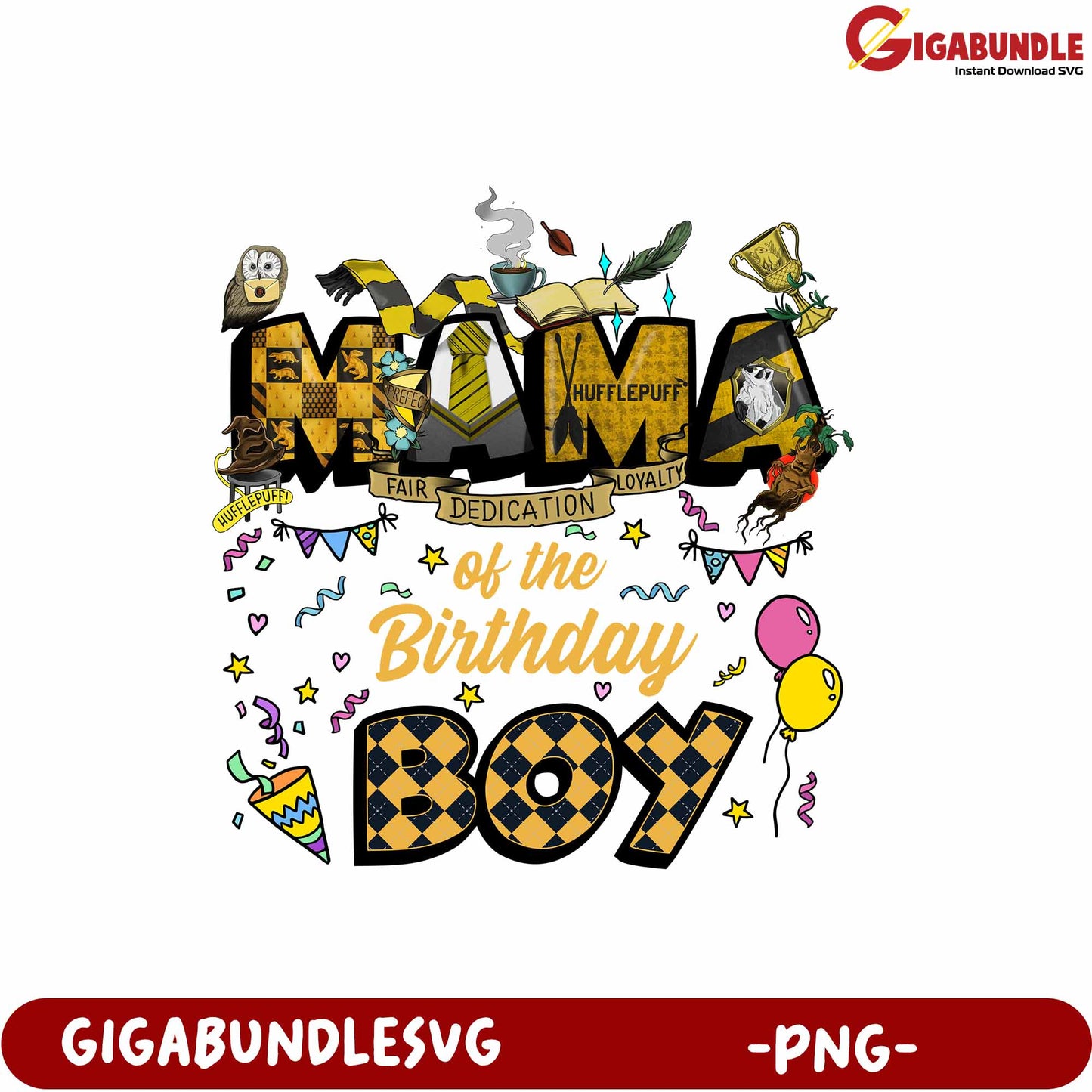Hufflepuff Mama Birthday Boy Graphic for Celebration PNG Download