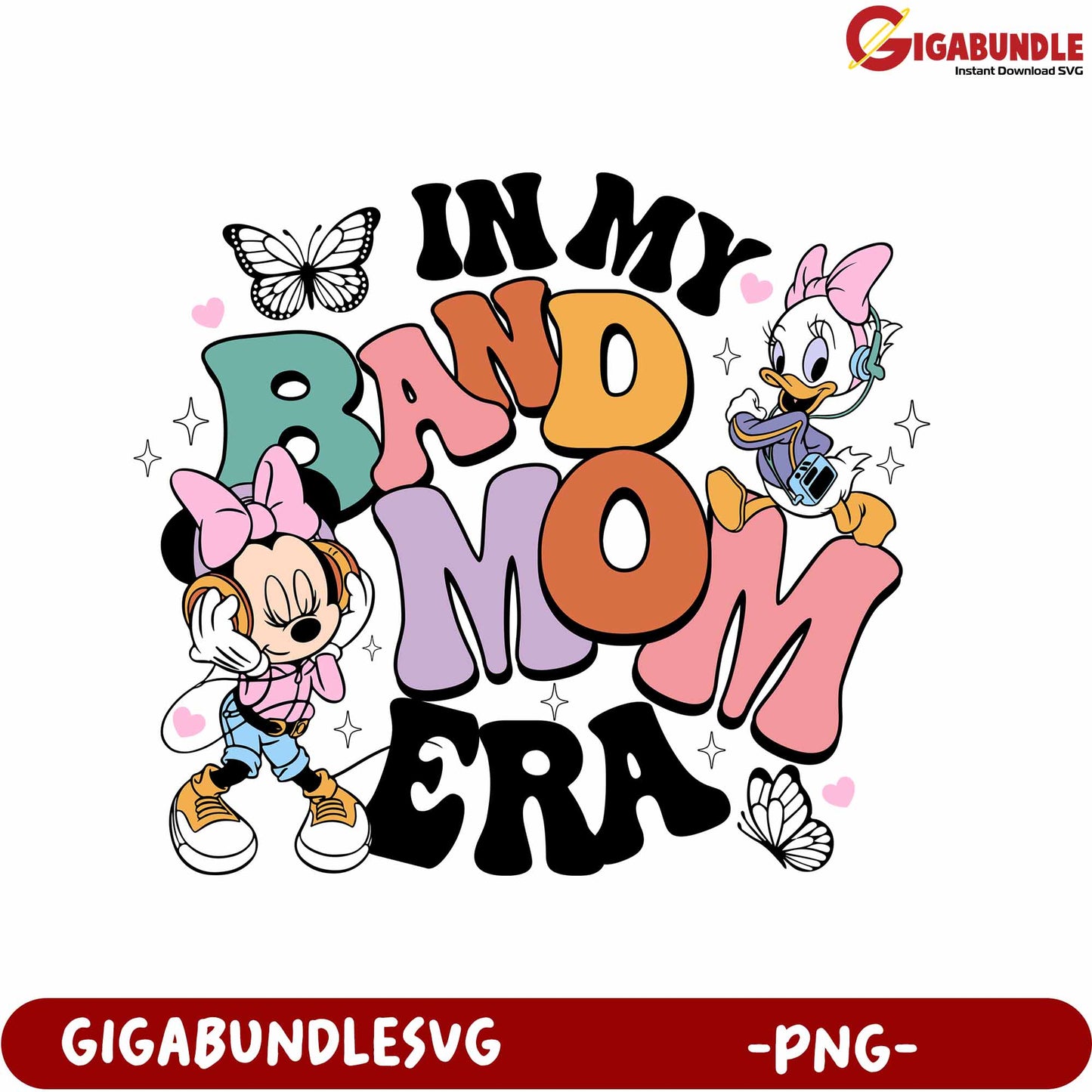 In My Band Mom Era Minnie Daisy Graphic PNG Design Download
