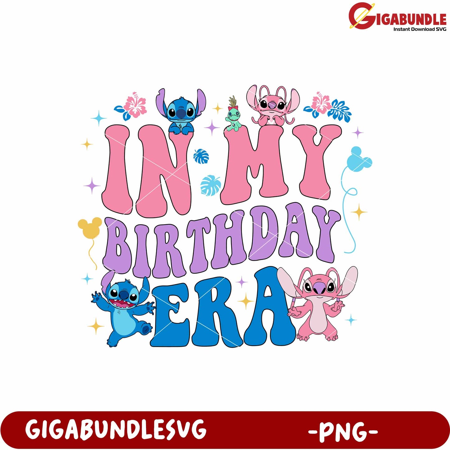 In my birthday era lilo and stitch png, ilo and stitch birthday png, disney birthday png