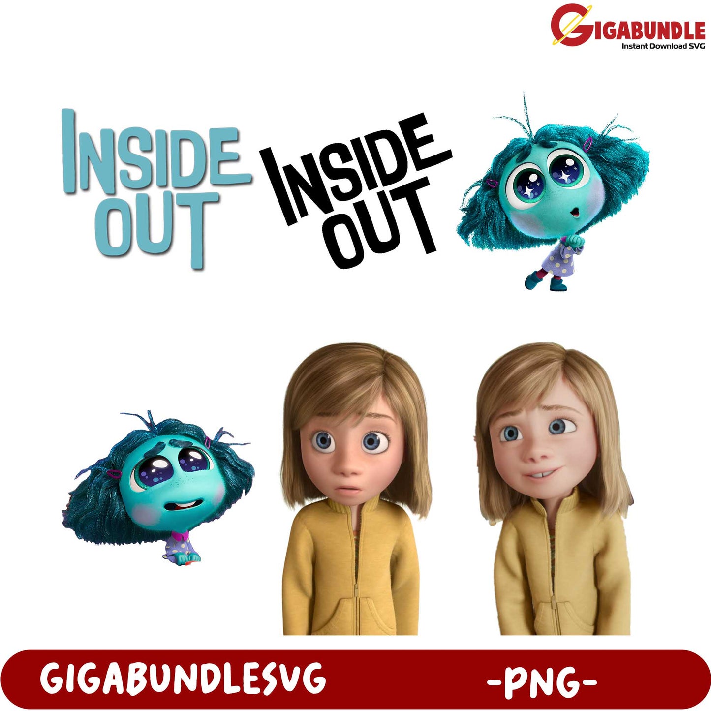 Inside Out PNG Bundle - Fun Character Designs for Your Projects