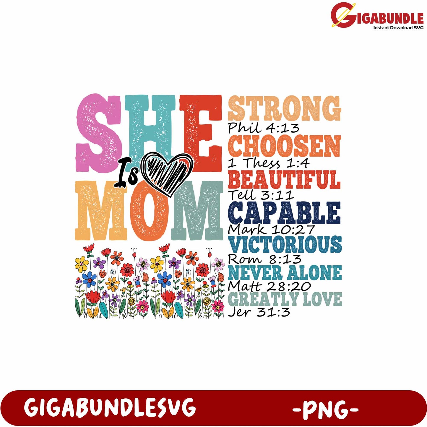 Inspirational Mom Design PNG with Strong Messages and Colors