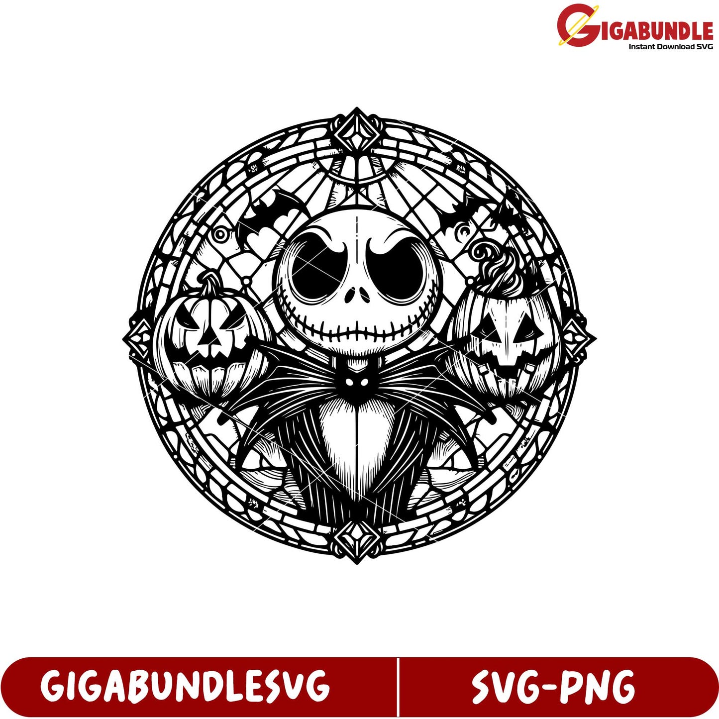Intricate Halloween SVG Design Featuring Jack Skellington and Pumpkins