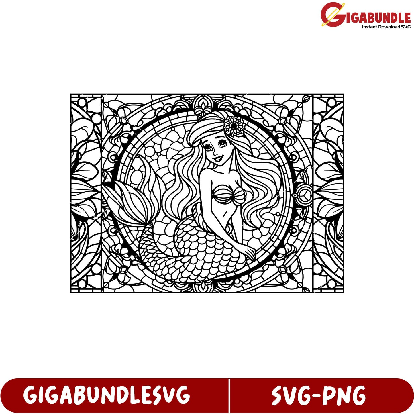 Intricate Mermaid Coloring Page SVG Design for Creative Projects