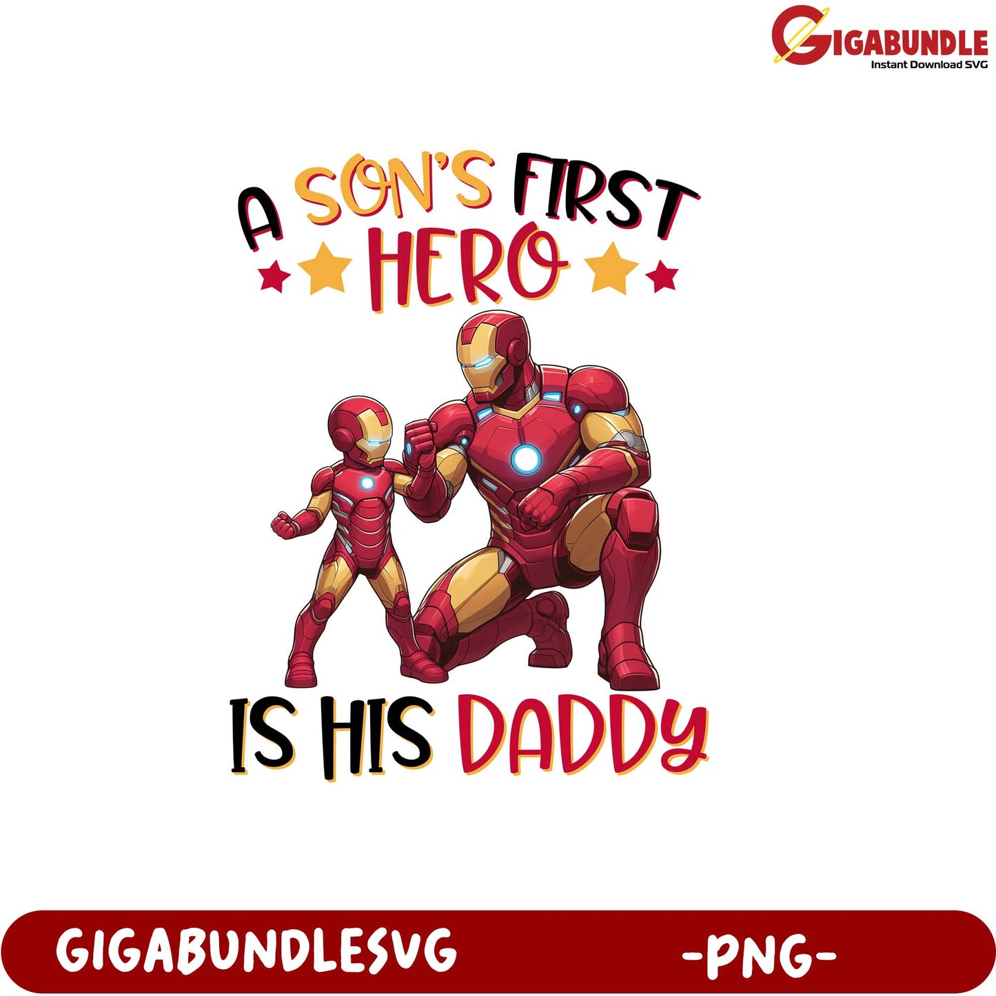 Iron Man Father Son Hero Design for PNG Product Download