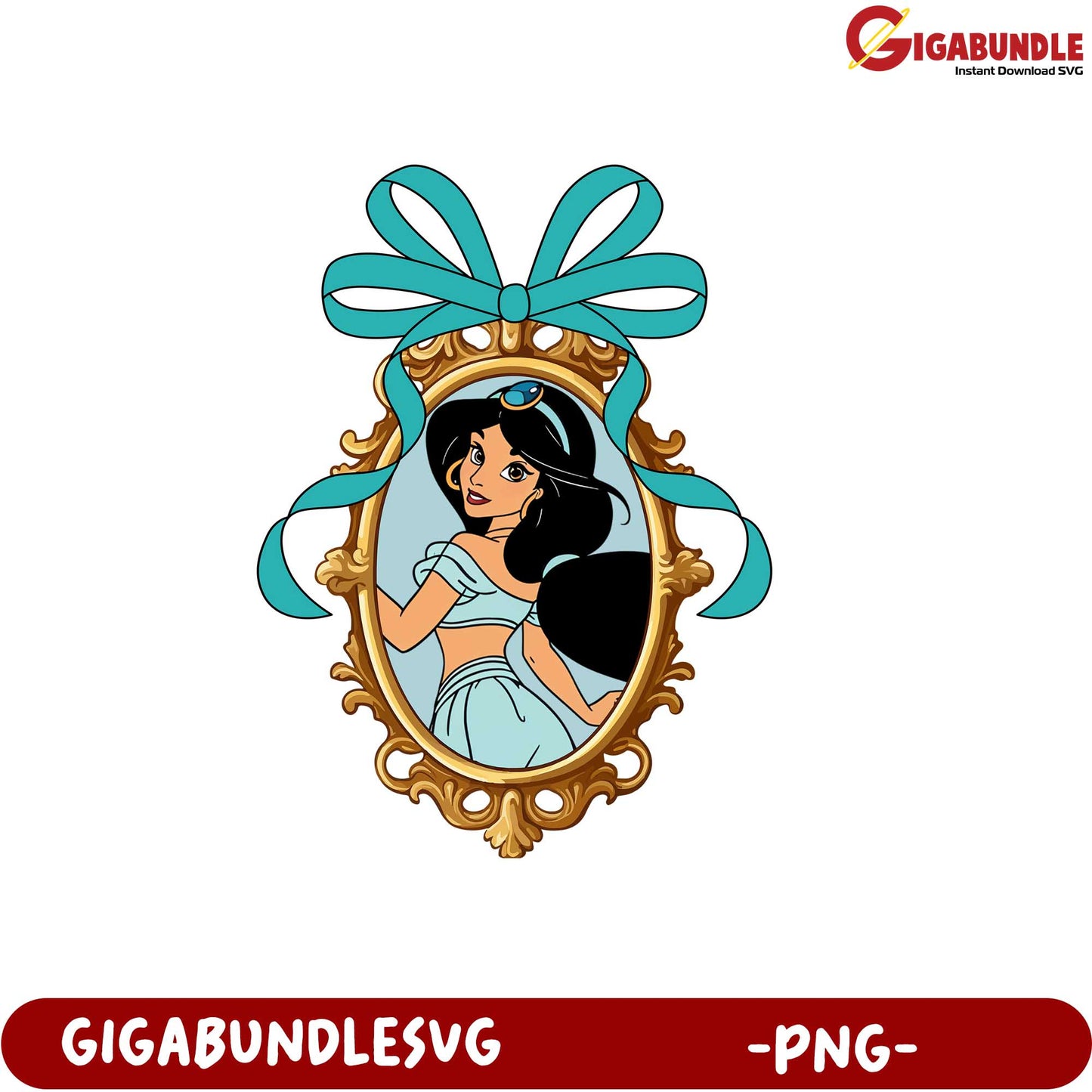 Jasmine Character Illustration in Decorative Frame PNG Downloadable File
