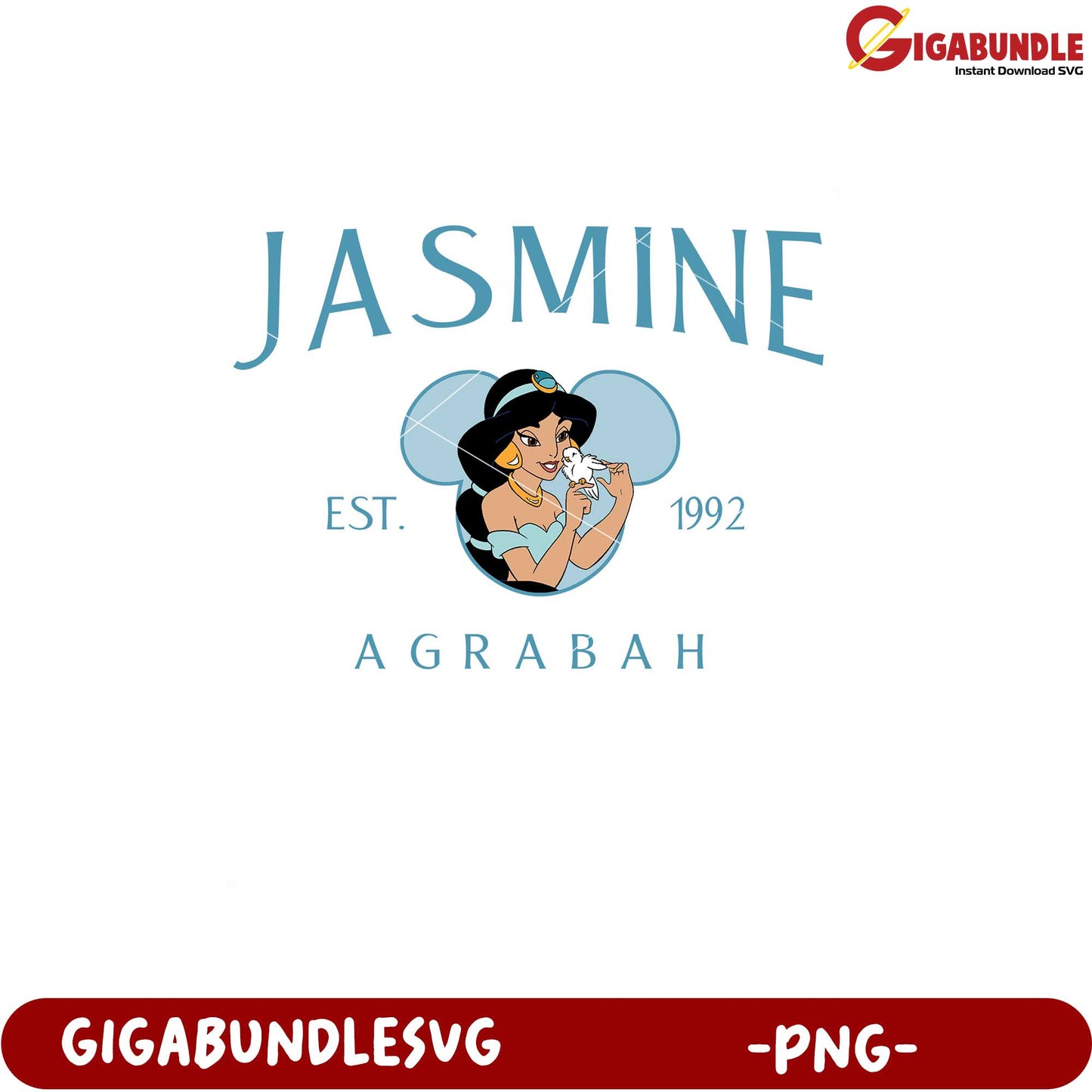 Jasmine Princess Agrabah Vintage Design PNG Download