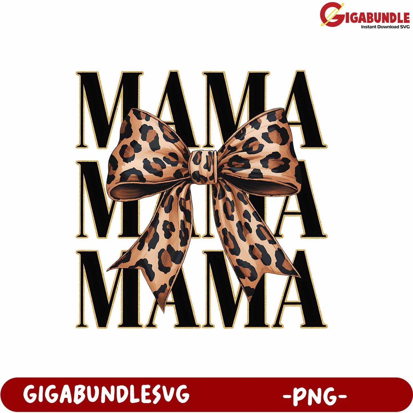 Leopard Bow Mama Design PNG for Creative Crafting and Apparel Use