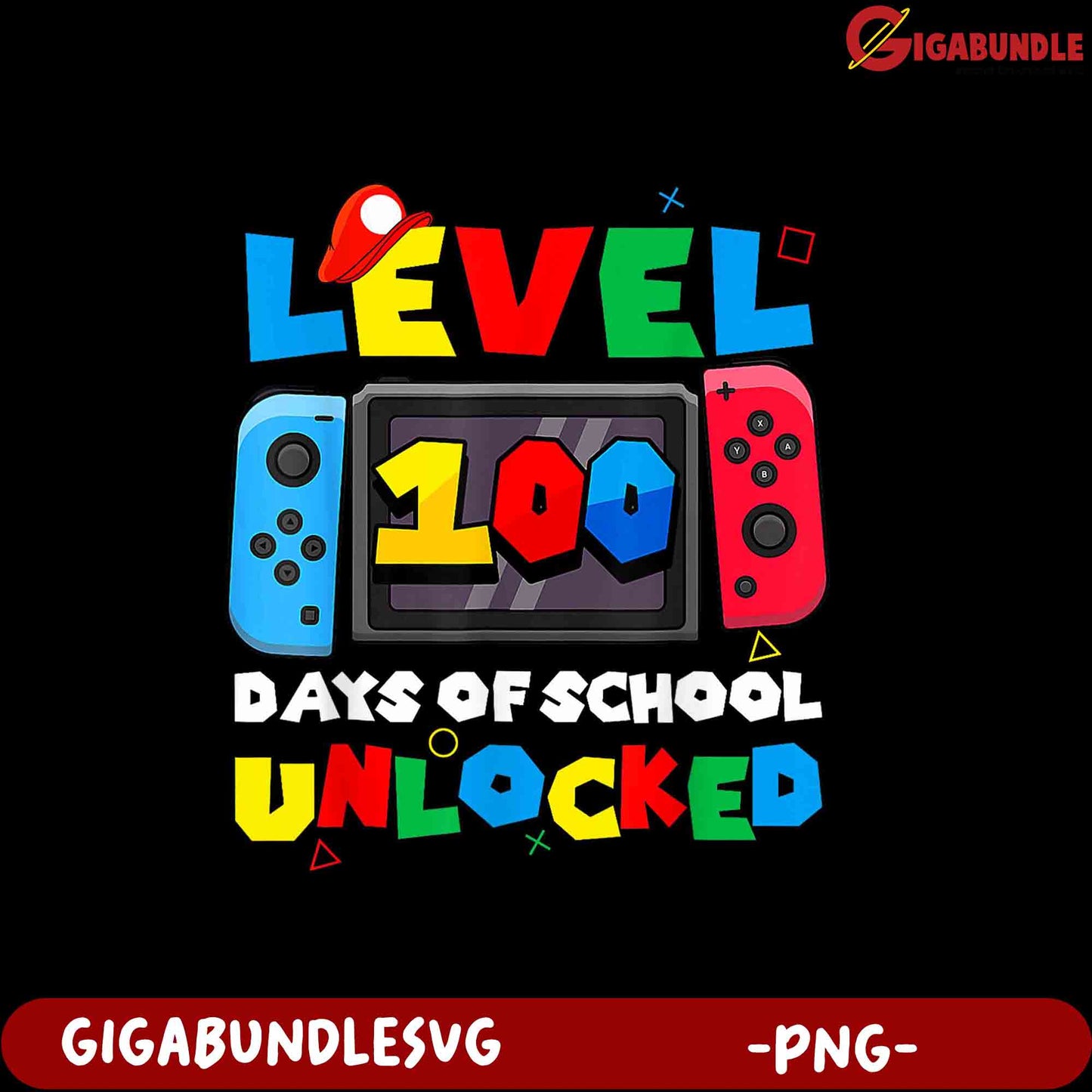 Level 100 Days of School Unlocked PNG Graphic Design