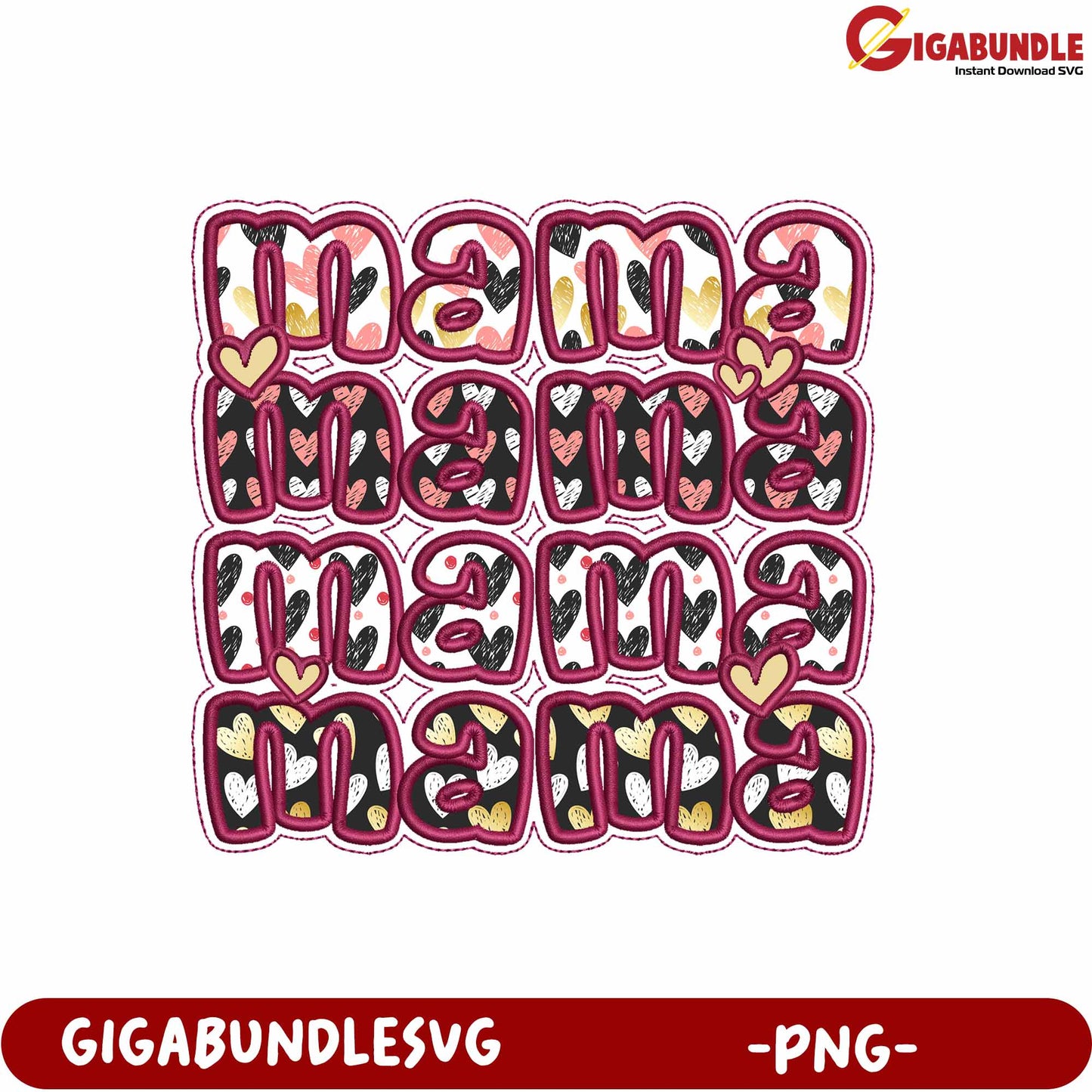 Mama Design Heart Pattern Print for Creative Projects PNG Download