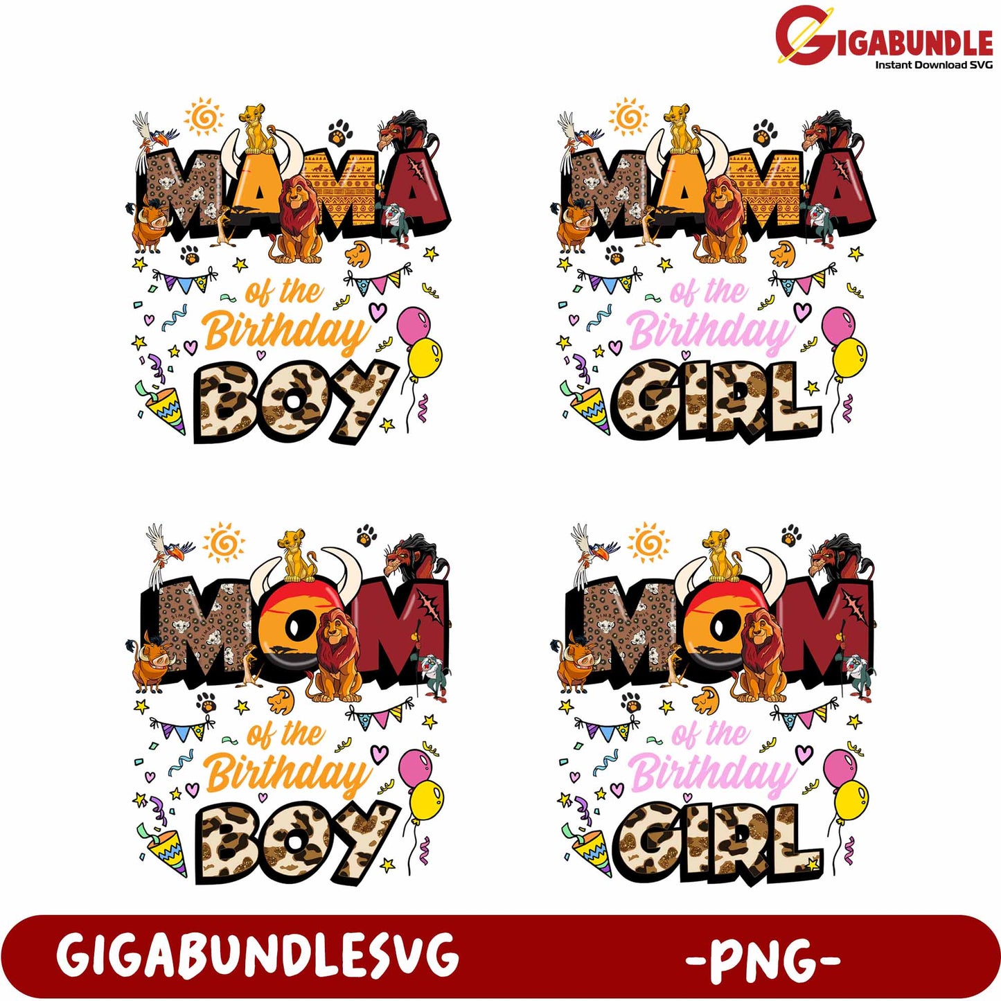 Mama and Mom Birthday Boy Girl PNG Design for Celebrations