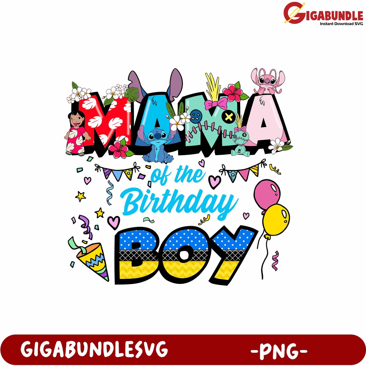 Mama of the Birthday Boy Cute PNG Design for Celebrations and Gifts