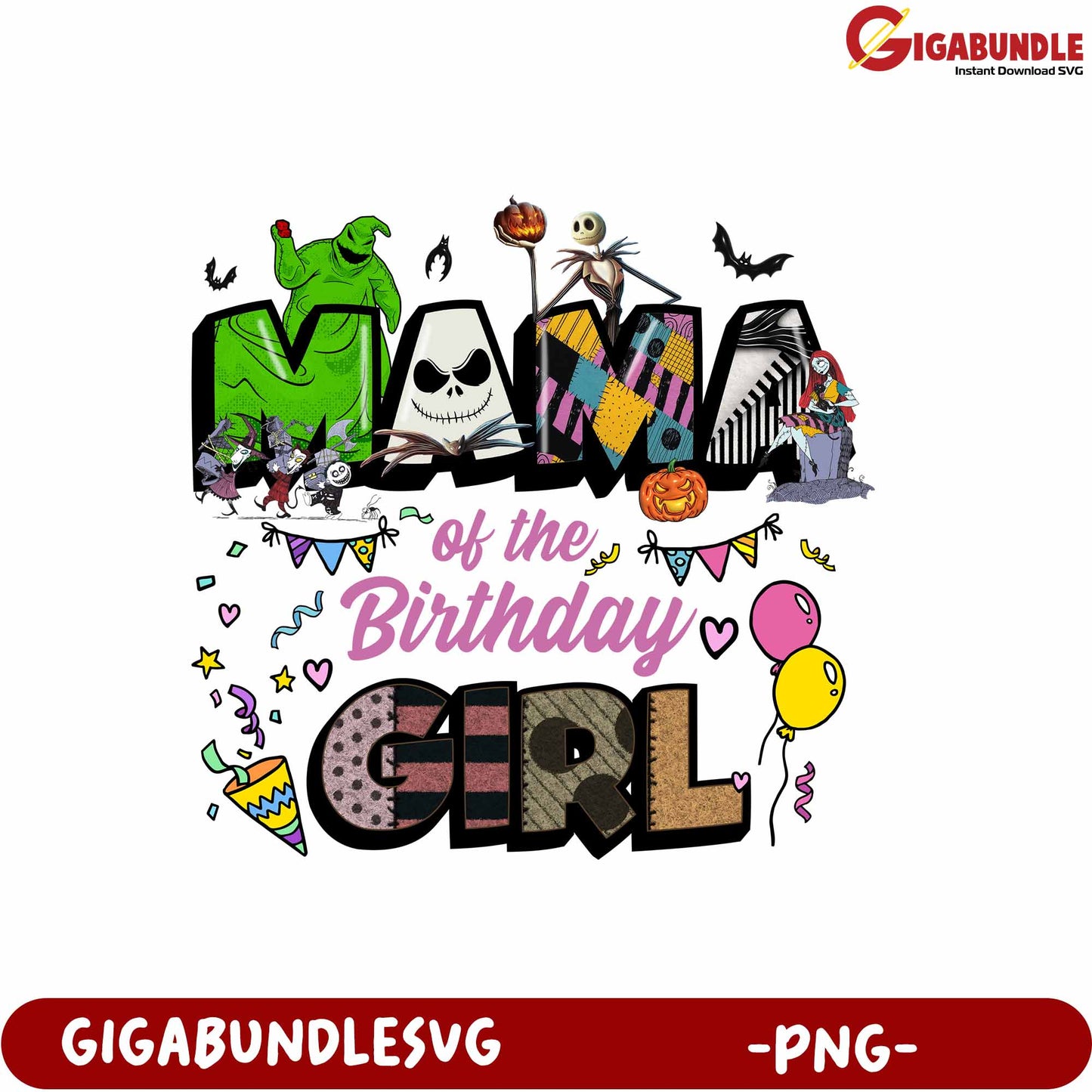 Mama of the Birthday Girl Halloween Party PNG Graphic Design Template