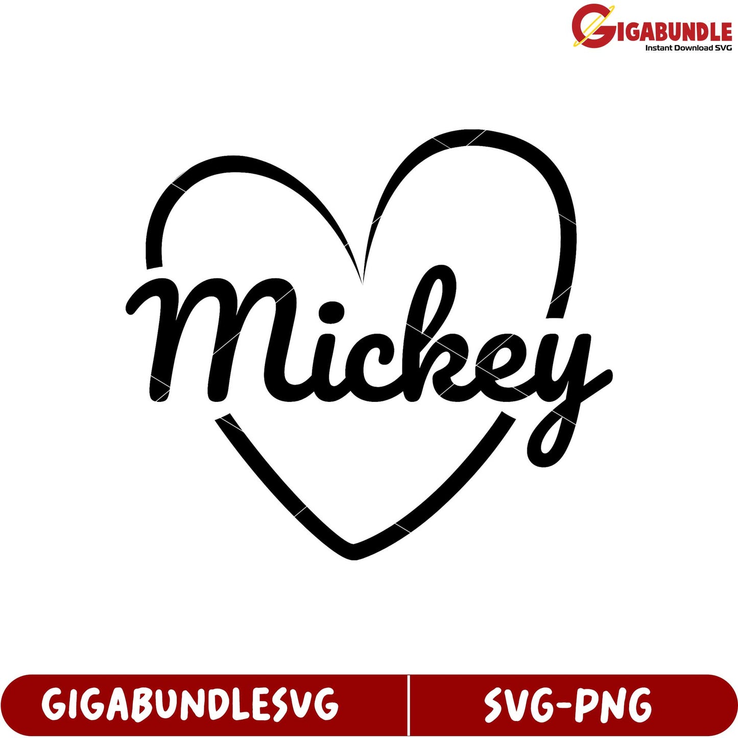 Mickey Love Heart SVG Design for Cricut and Scrapbooking Projects