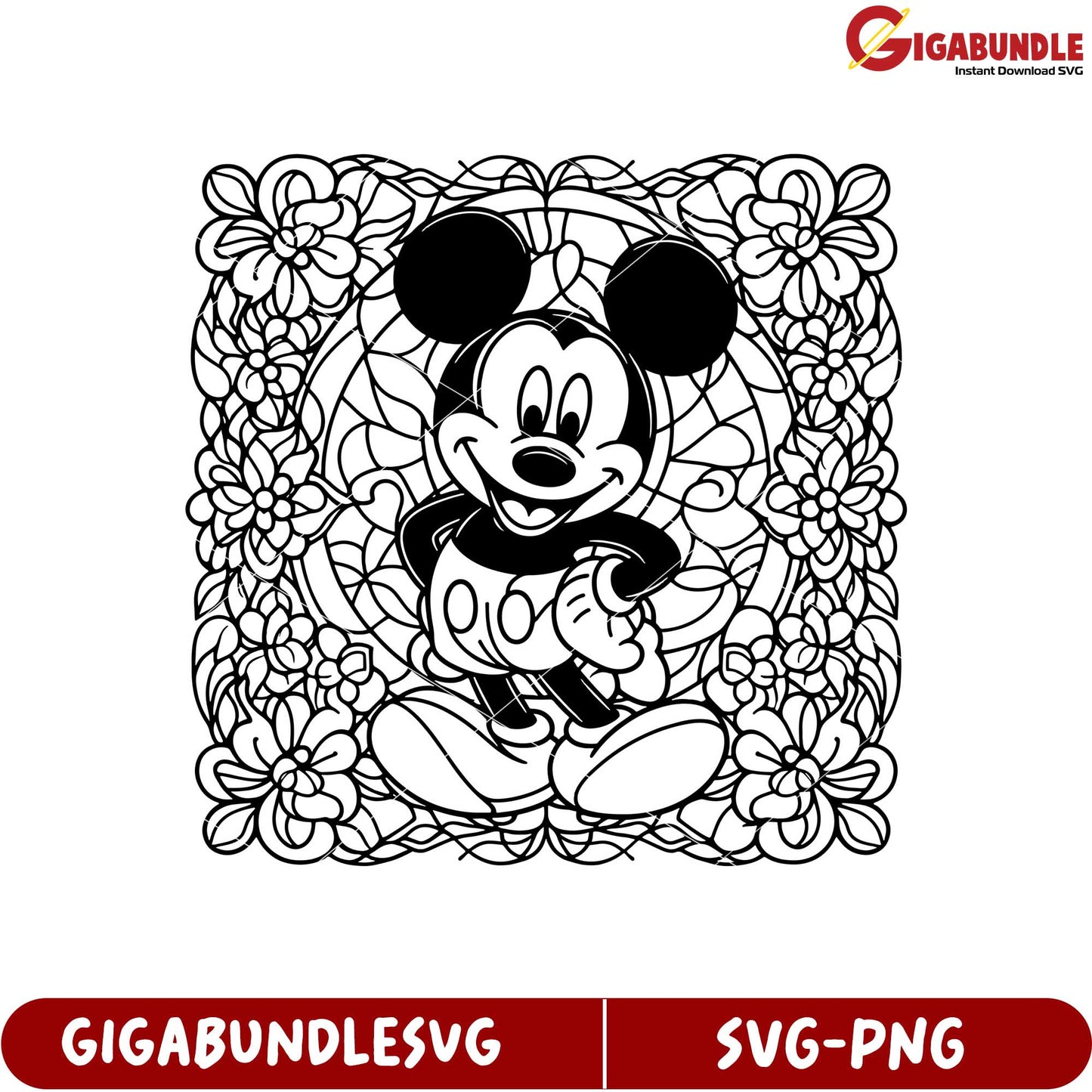 Mickey Mouse Floral SVG Art Download for Creative Crafting Projects