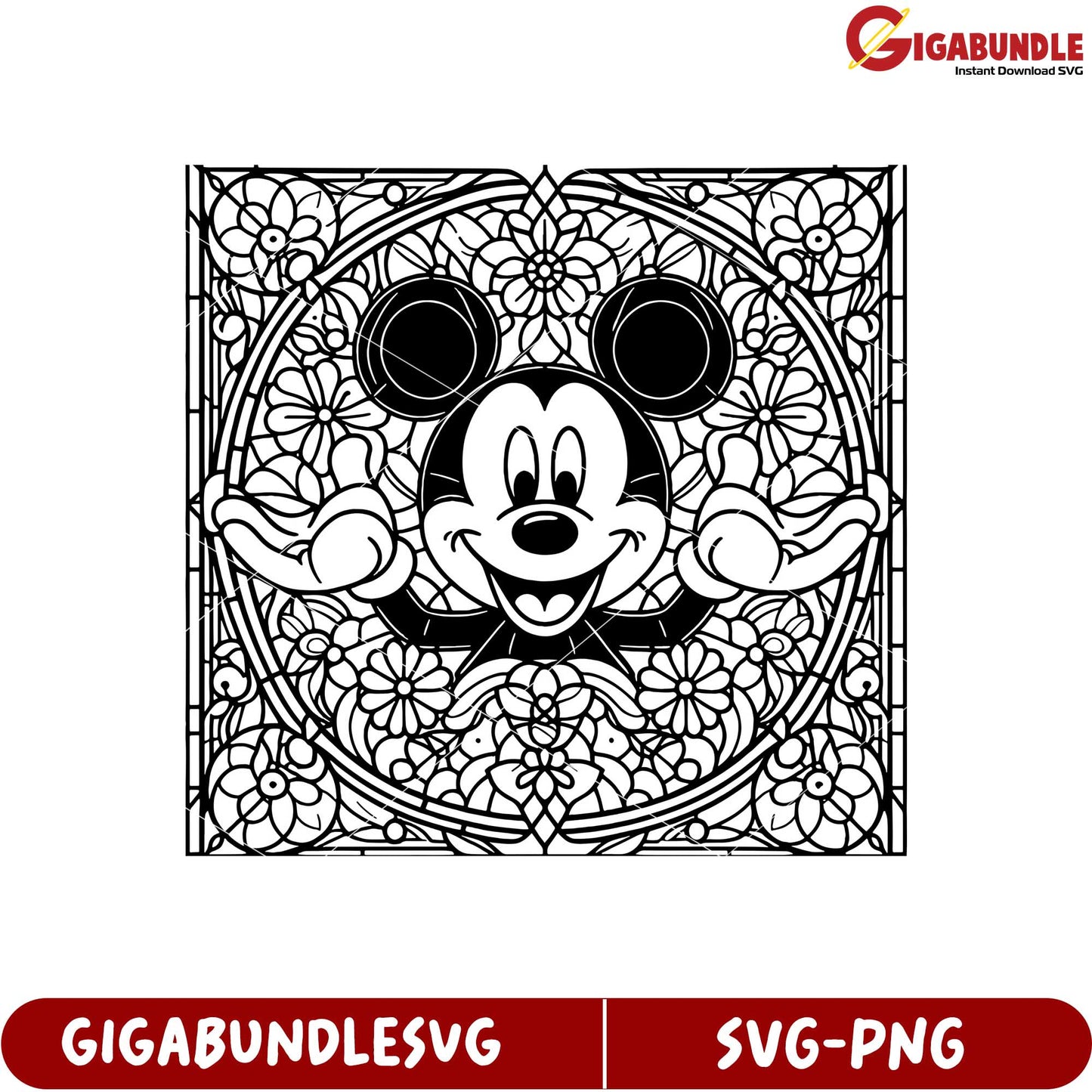 Mickey Mouse Floral SVG Art for Creative Crafts and Designs Download