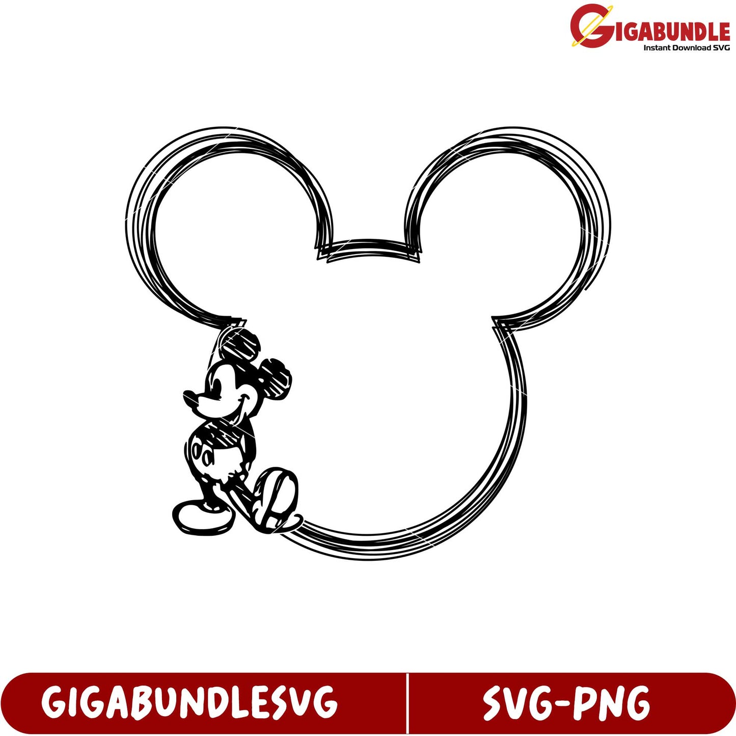 Mickey Mouse SVG Outline Design for Creative Craft Projects Download