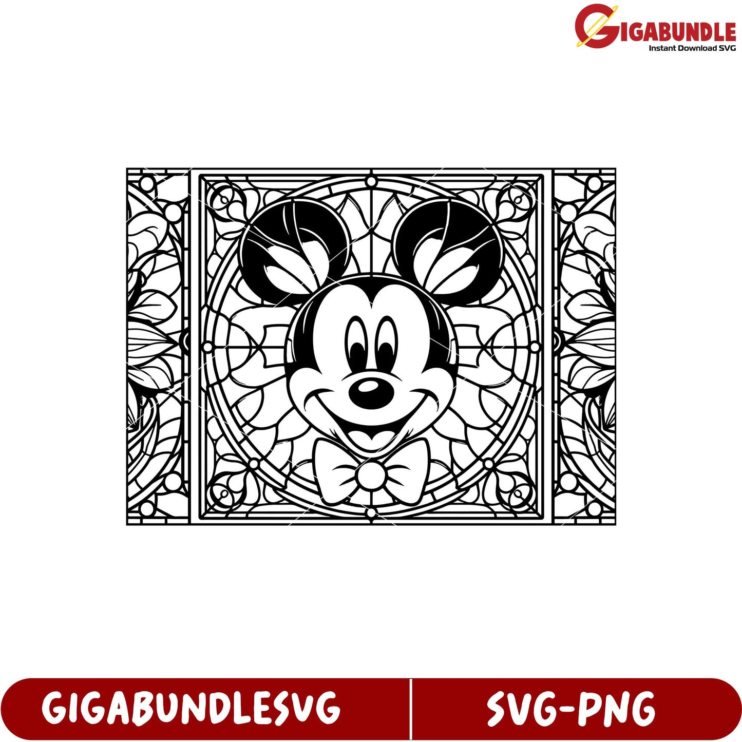 Mickey Mouse Stained Glass SVG Design for Craft Projects and Decor