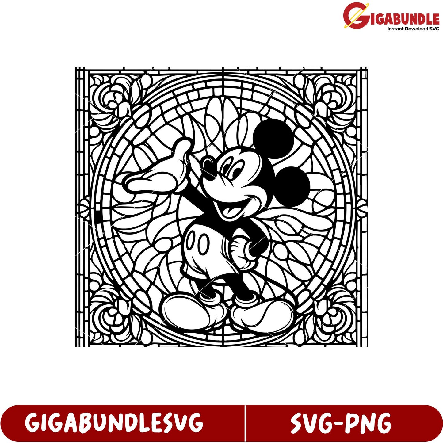 Mickey Mouse Stained Glass SVG File for Creative Craft Projects