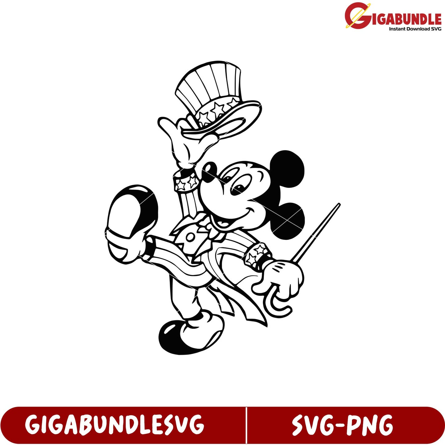 Mickey Mouse Vintage Top Hat Illustration SVG Download for Crafts