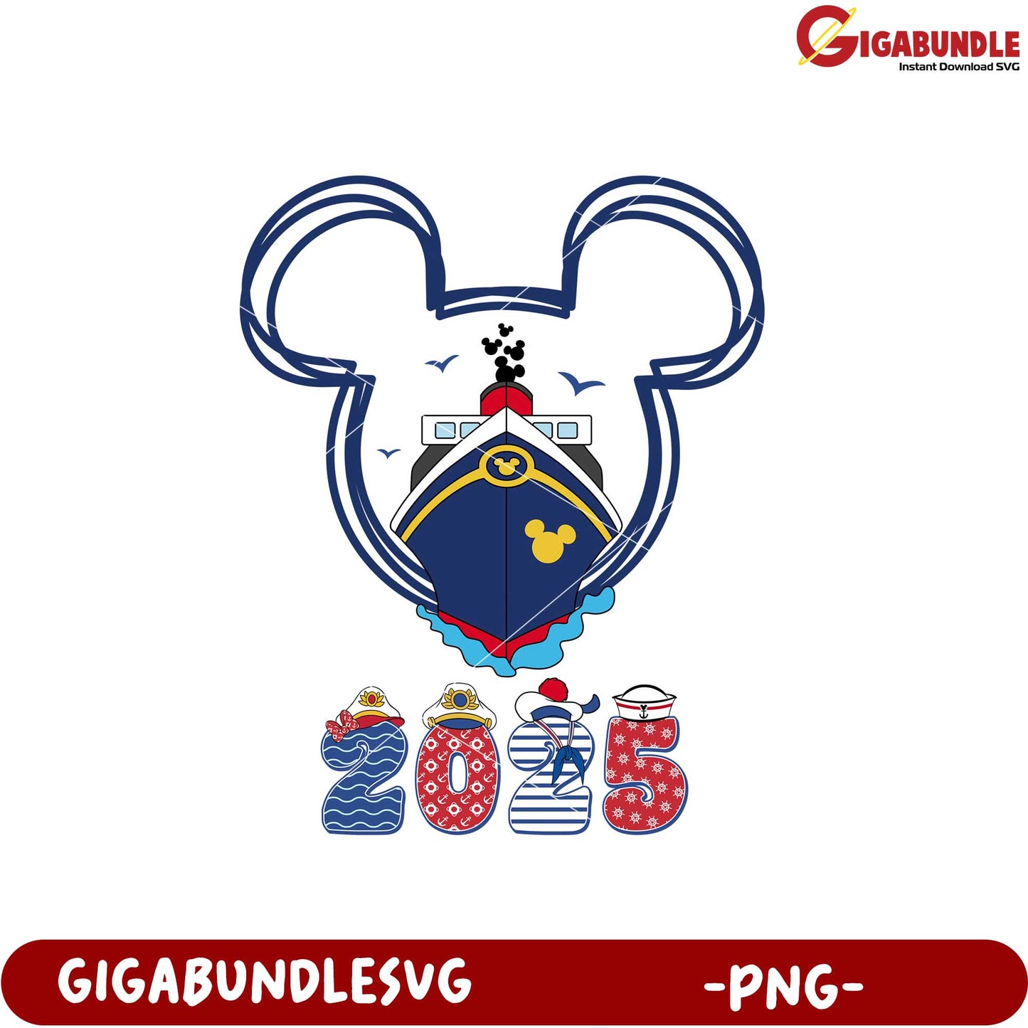 Mickey Mouse Yacht Design PNG for 2025 Celebrations