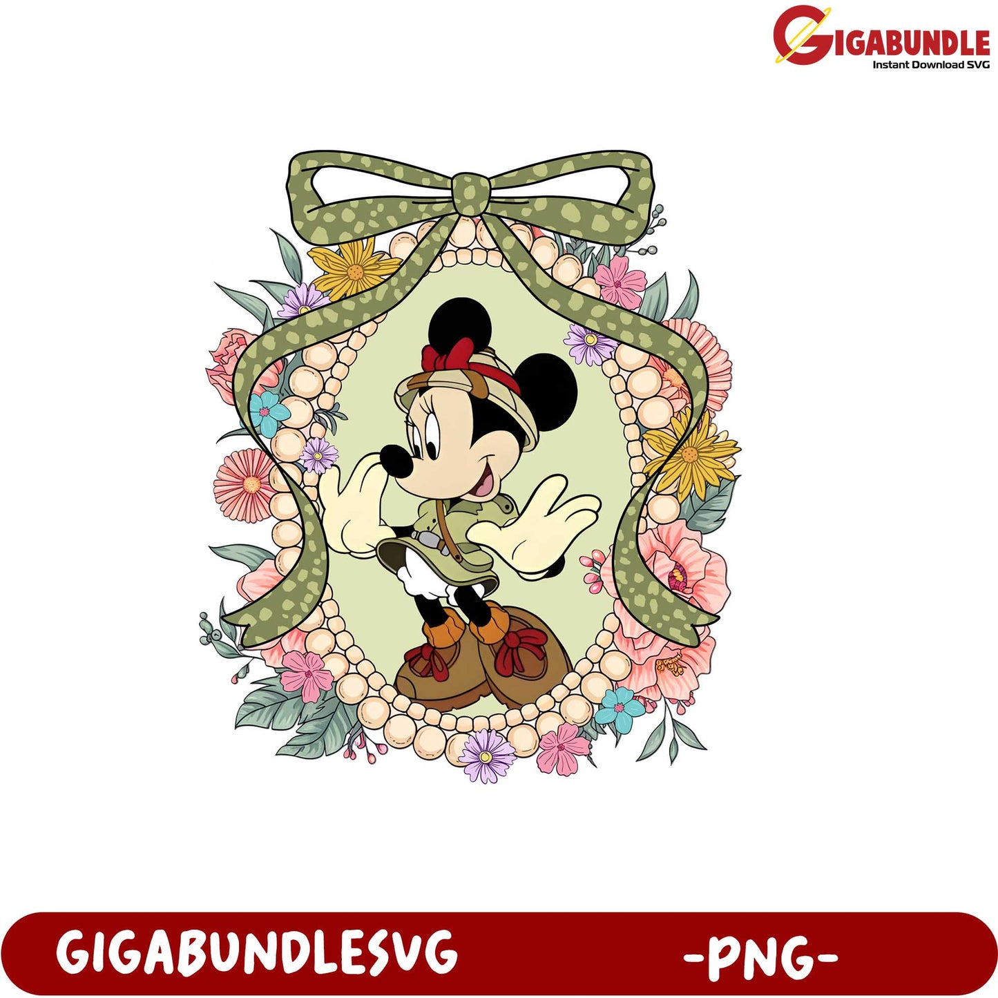 Minnie Mouse Floral Design PNG for Creative Projects and Crafts