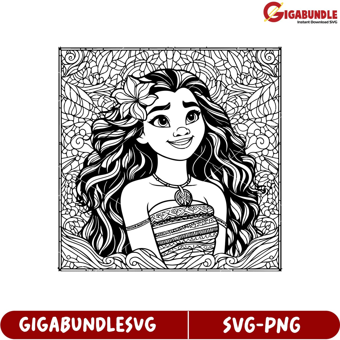Moana Character SVG Outline Design for Creative Crafting Projects