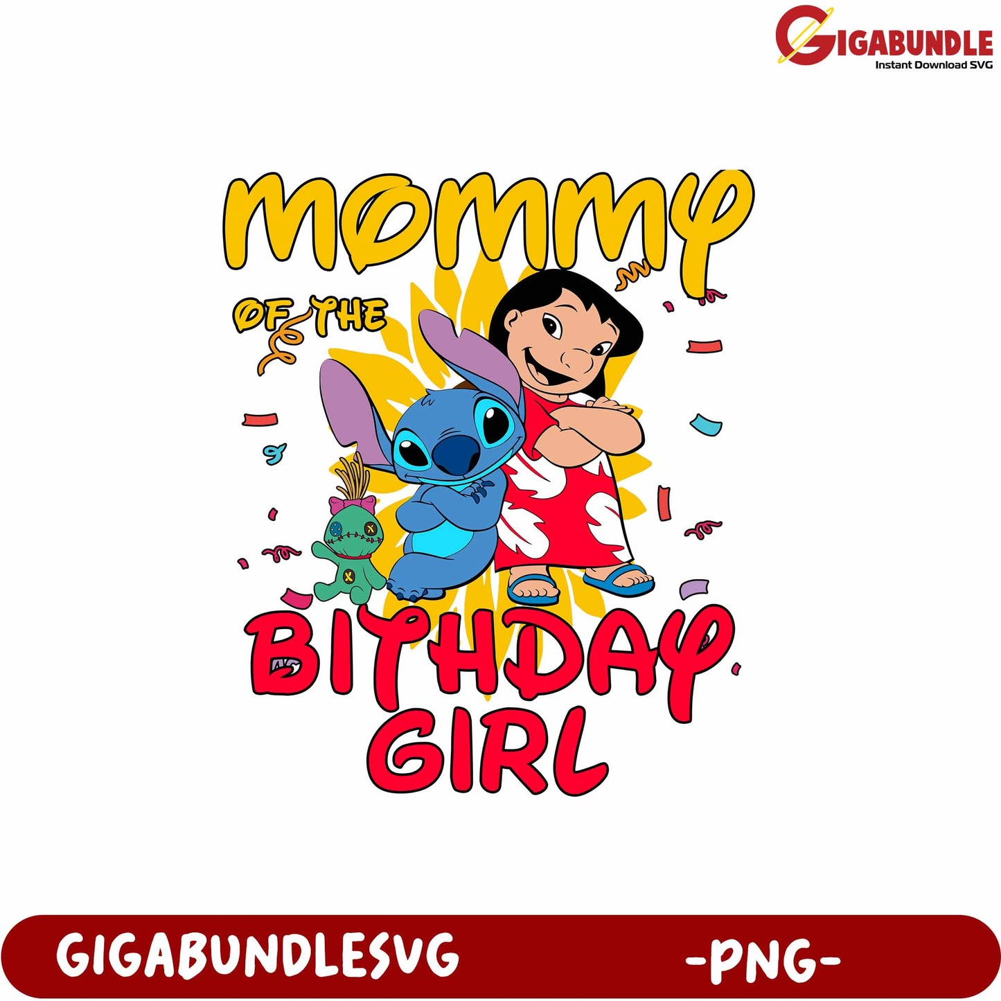 Mommy of the Birthday Girl Cute Design PNG for Celebrations