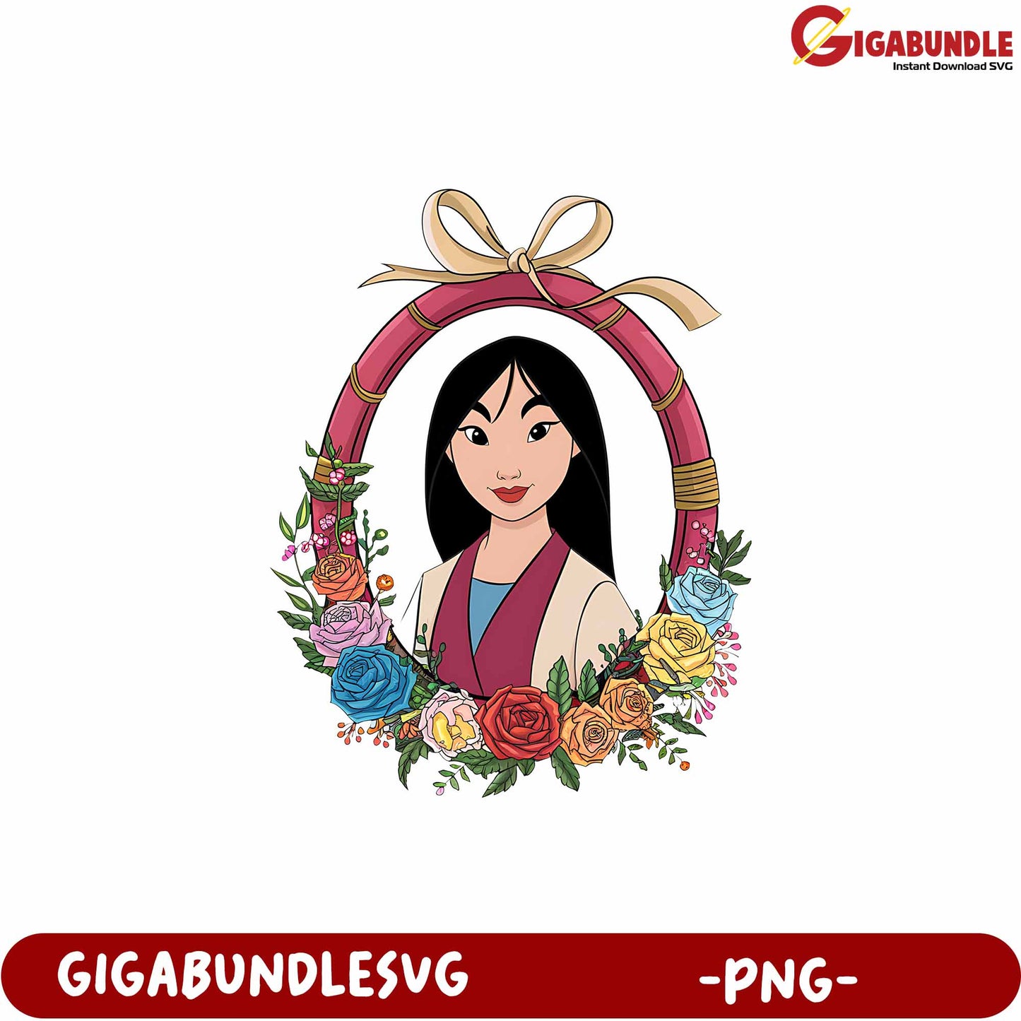 Mulan Floral Frame PNG for Crafting and Scrapbooking Projects
