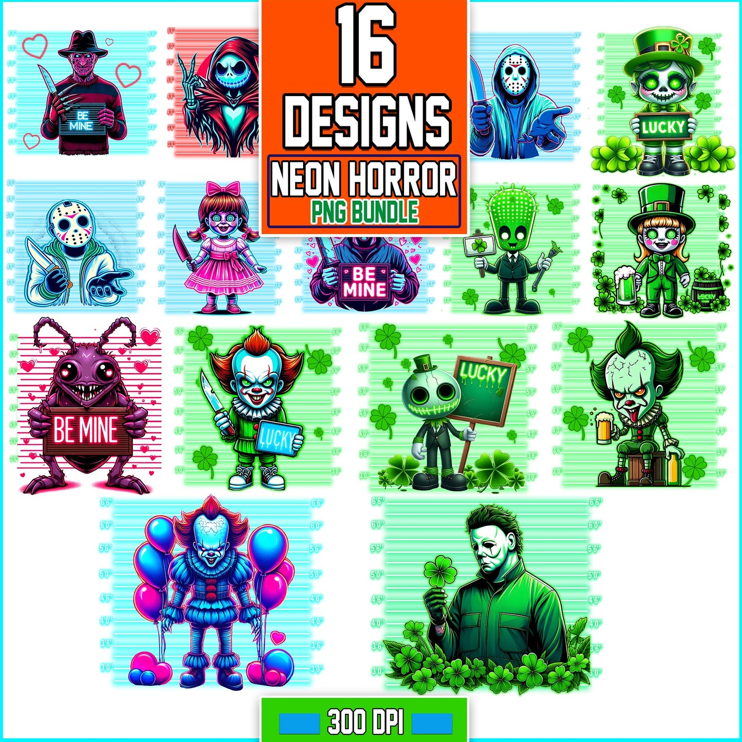 Horror Neon Bundle Png
