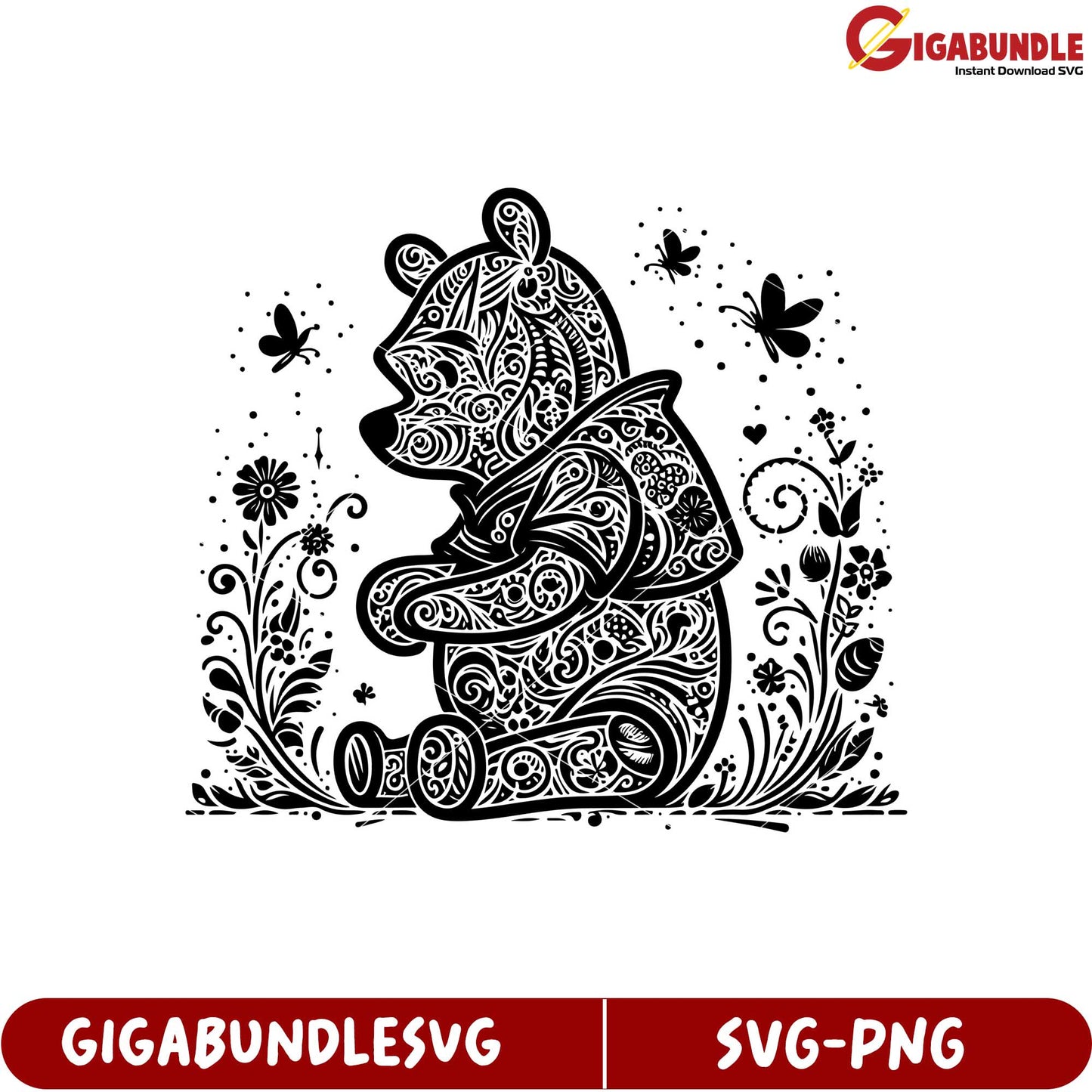 Ornate Bear Design SVG for Crafts and Creative Projects Downloadable