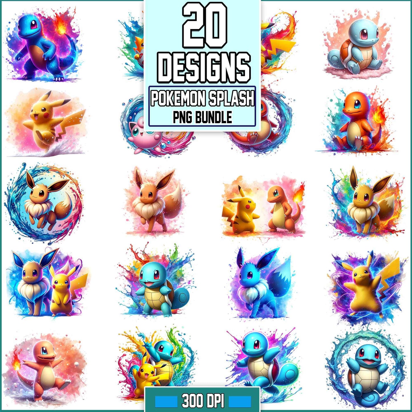 Pokemon Splash And Watercolor bundle Png