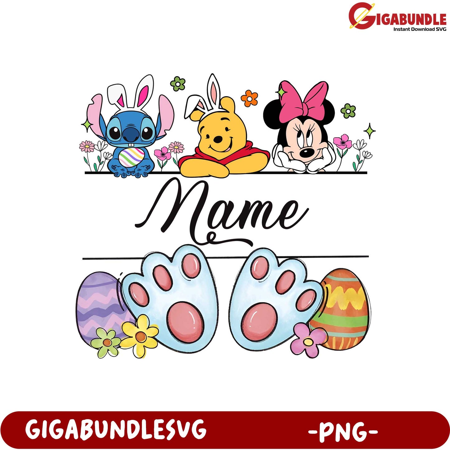 Personalized Easter PNG Design with Disney Characters and Name