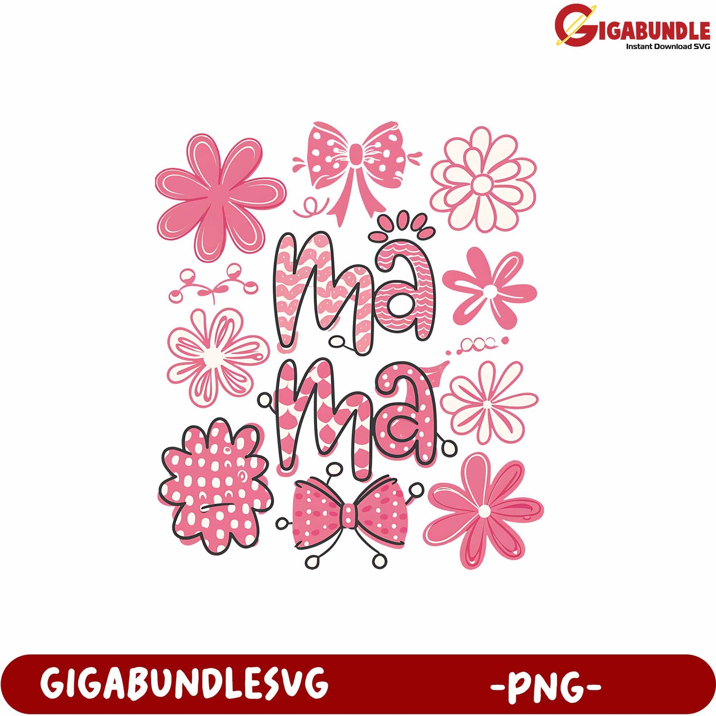 Pink Floral Mama Design PNG for Mother's Day Craft Projects