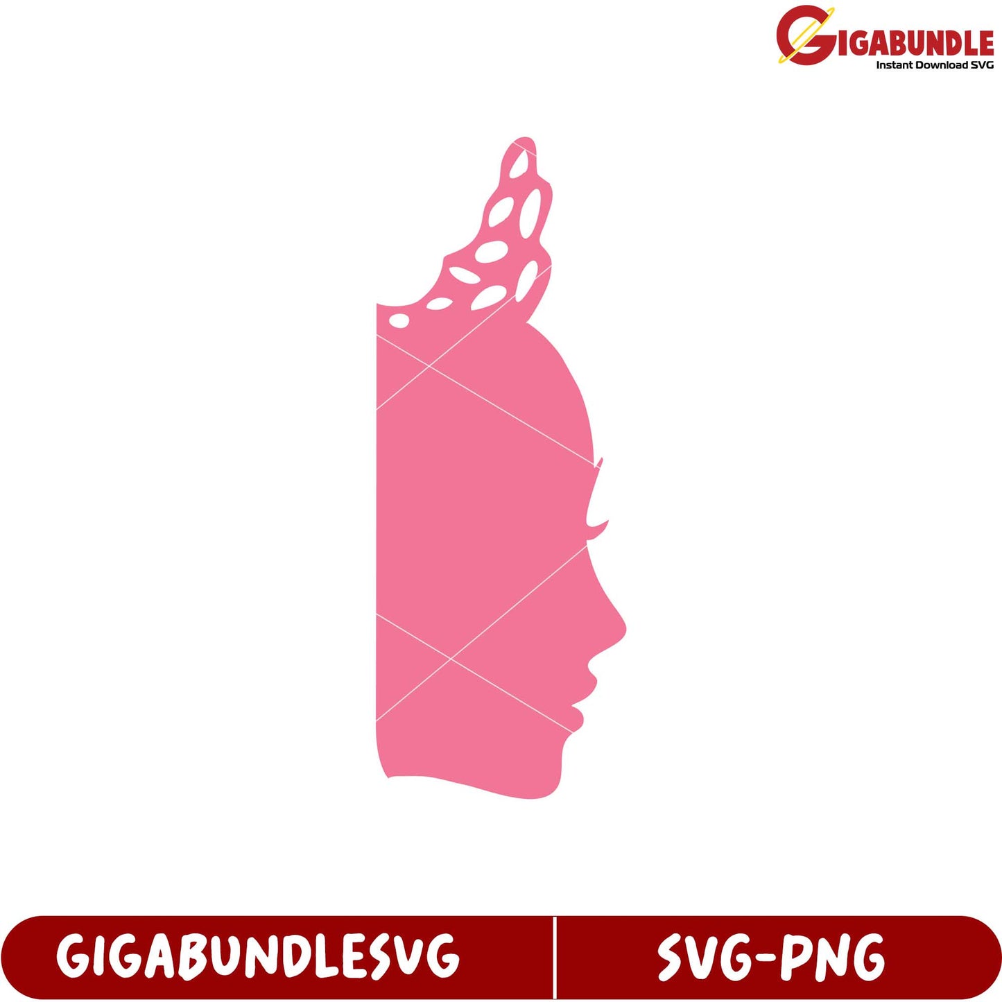 Pink Princess Profile SVG Graphic for Creative Design Projects