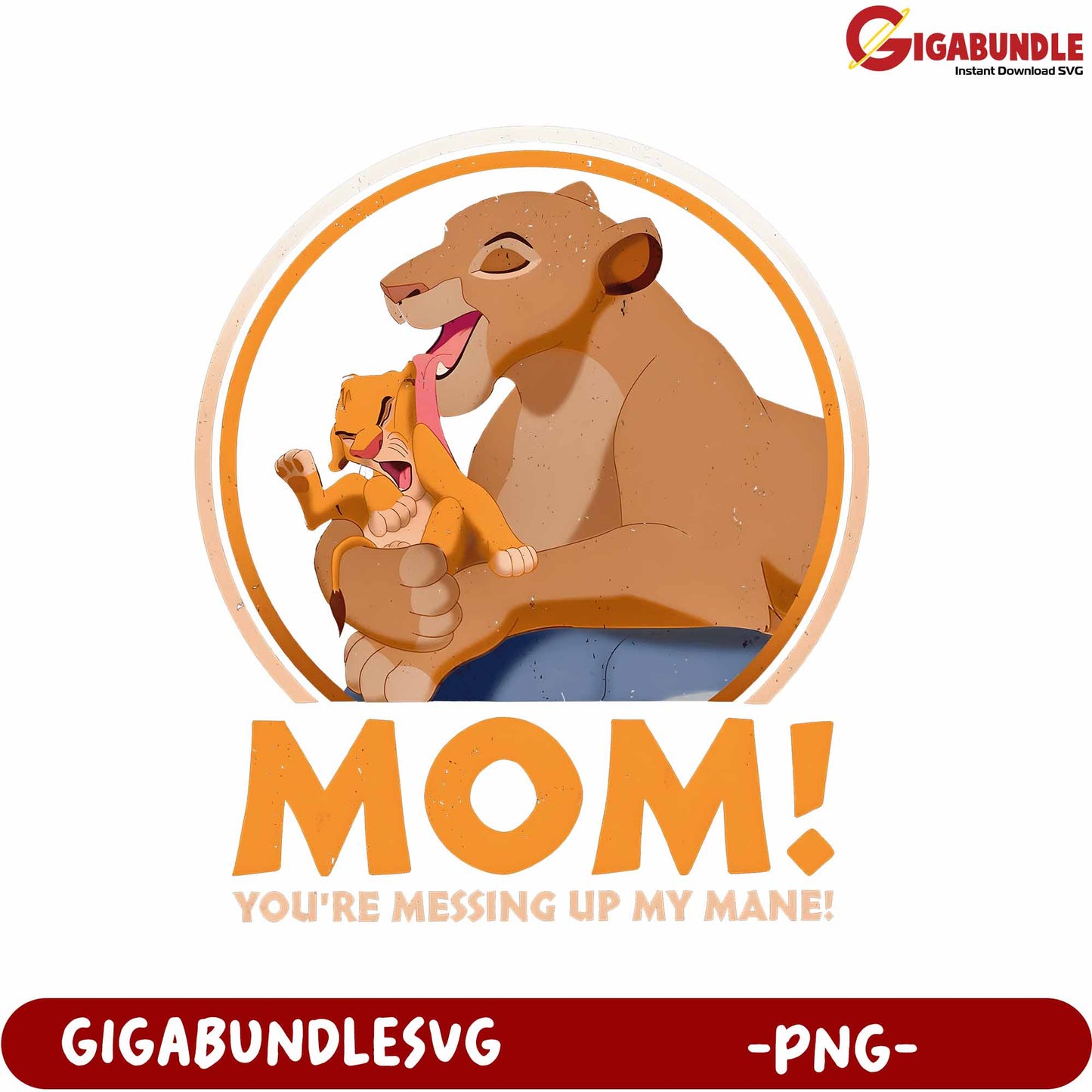 Playful Lion Mom and Cub Cartoon PNG for Fun Designs