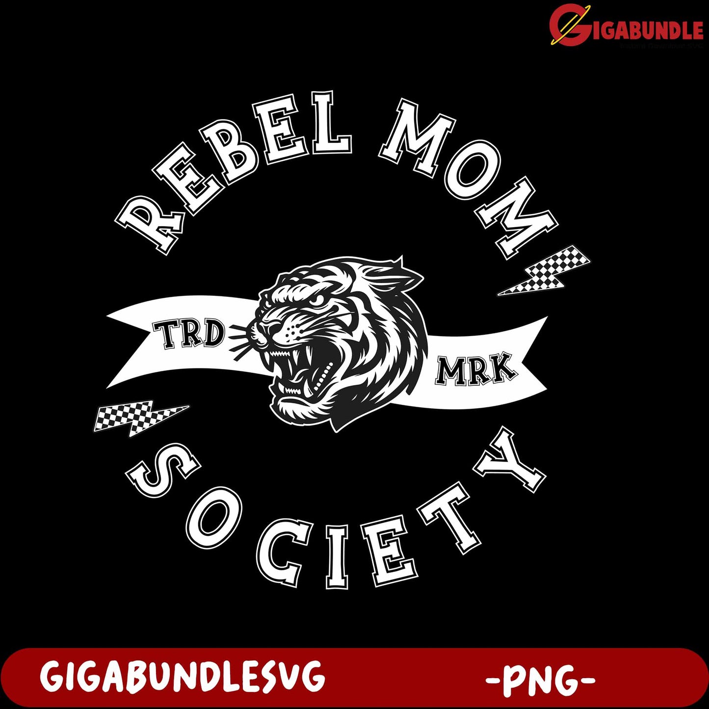 Rebel Mom Society Logo with Fierce Tiger Design - PNG File