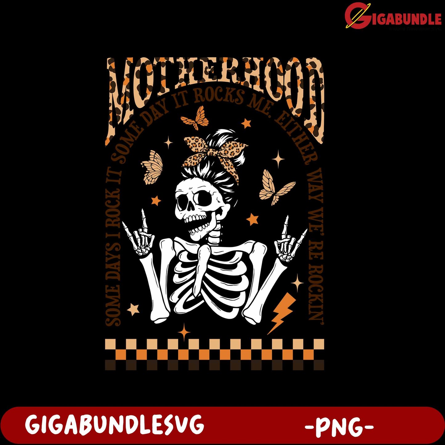 Rocking Motherhood Skeleton PNG Design for Unique Celebrations