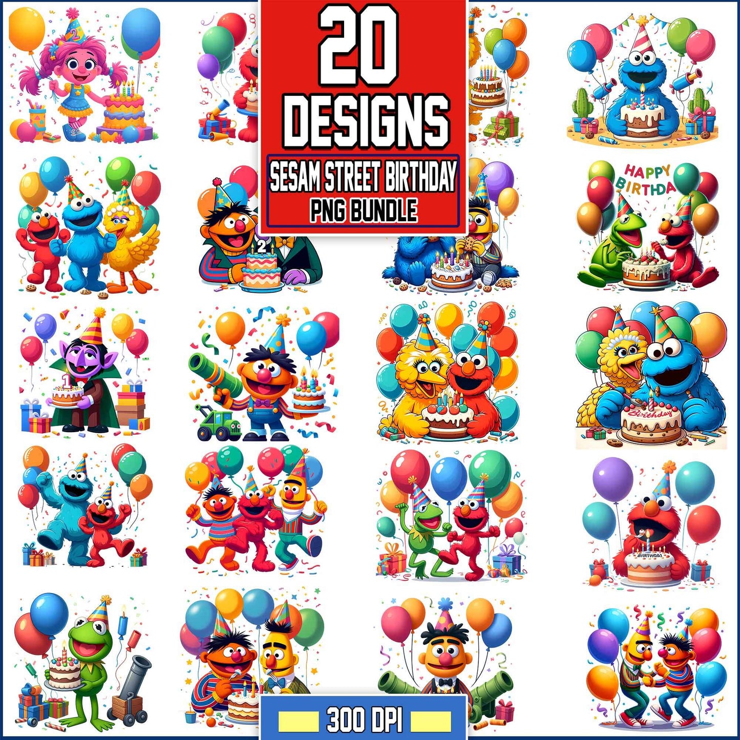 Sesame Street Birthday Bundle PNG.