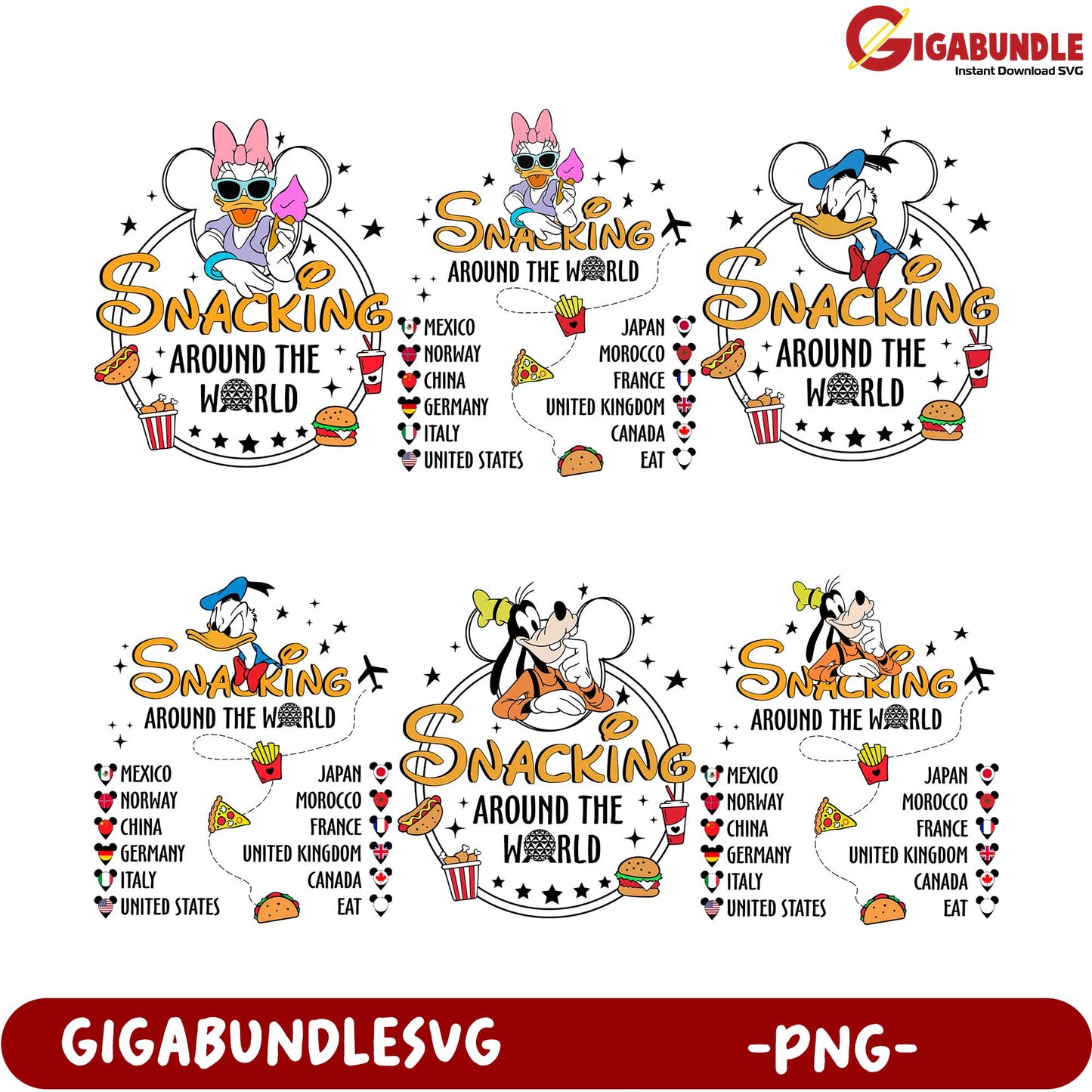 Snacking Around the World Fun PNG Bundle for Food Lovers