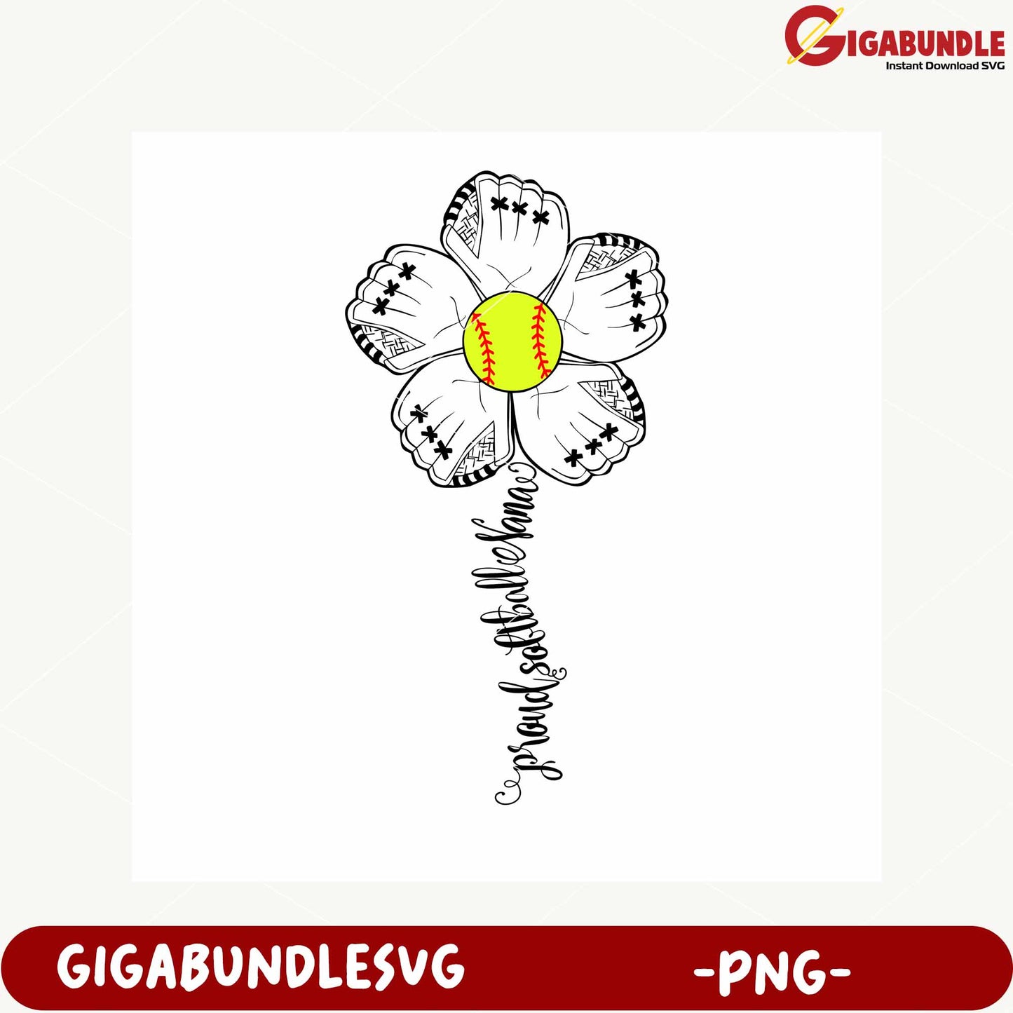 Softball Flower Design Graphic for Sports Lovers PNG