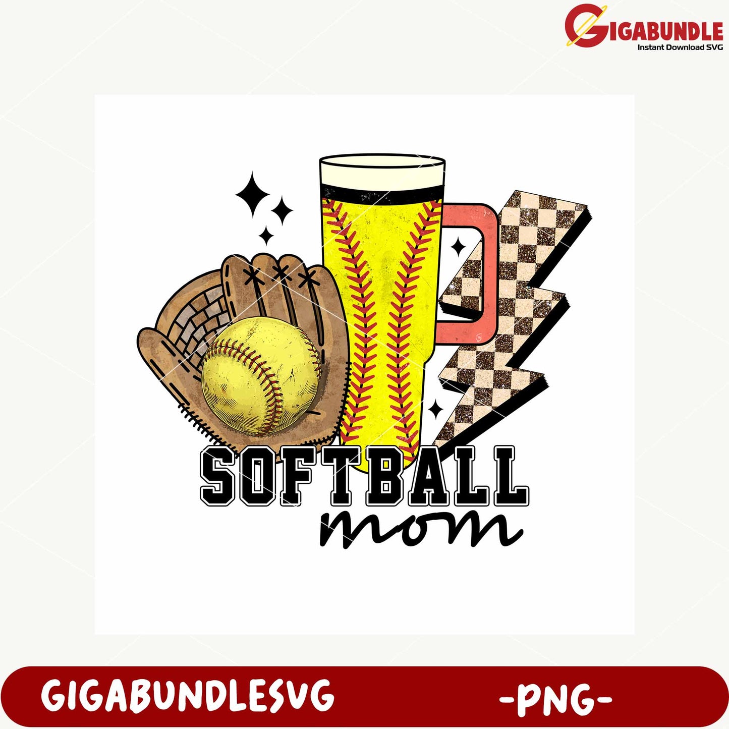 Softball Mom Design with Beer and Ball PNG Graphic