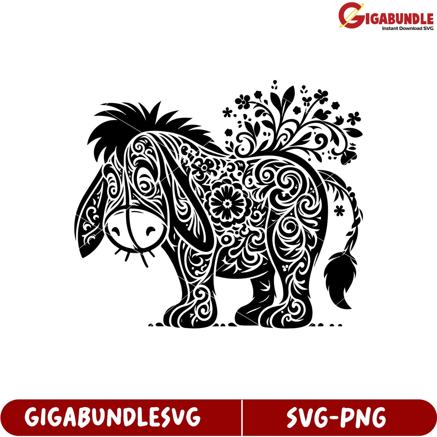 Stylish Floral Eeyore SVG Design for Creative Craft Projects