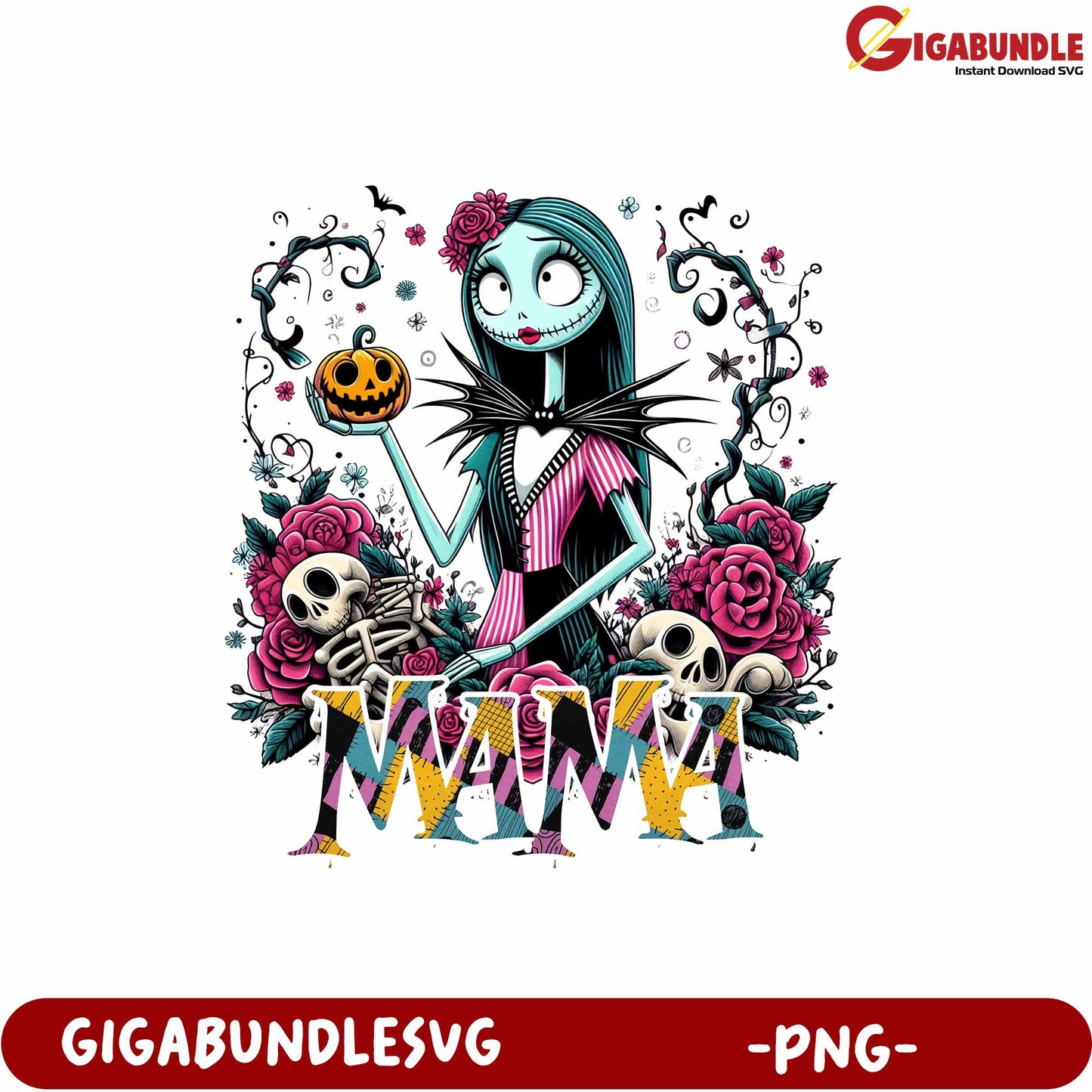 Stylish Halloween Character Design with Pumpkin and Roses PNG Image