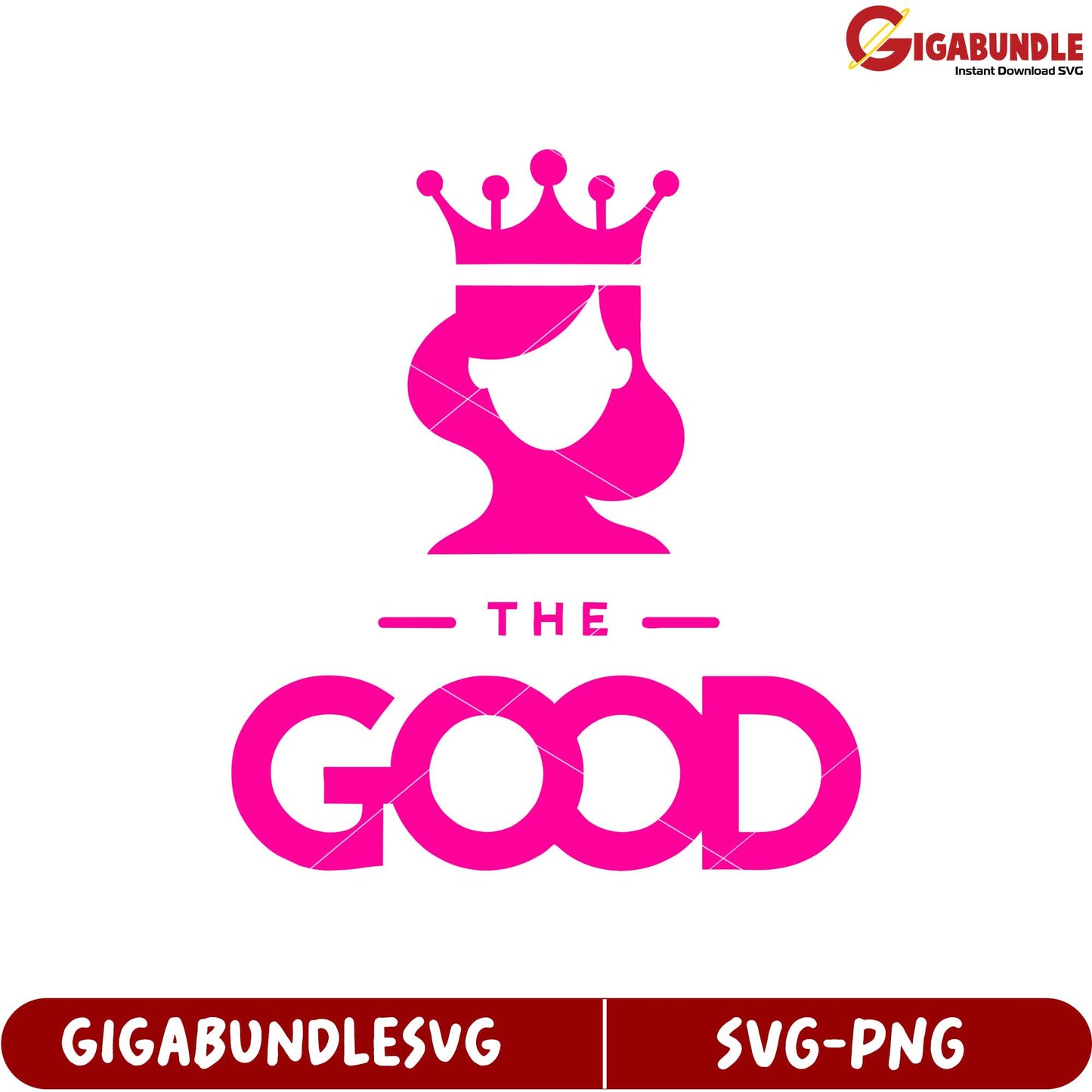 Stylish Pink Crown Logo Design for The Good SVG Product Format